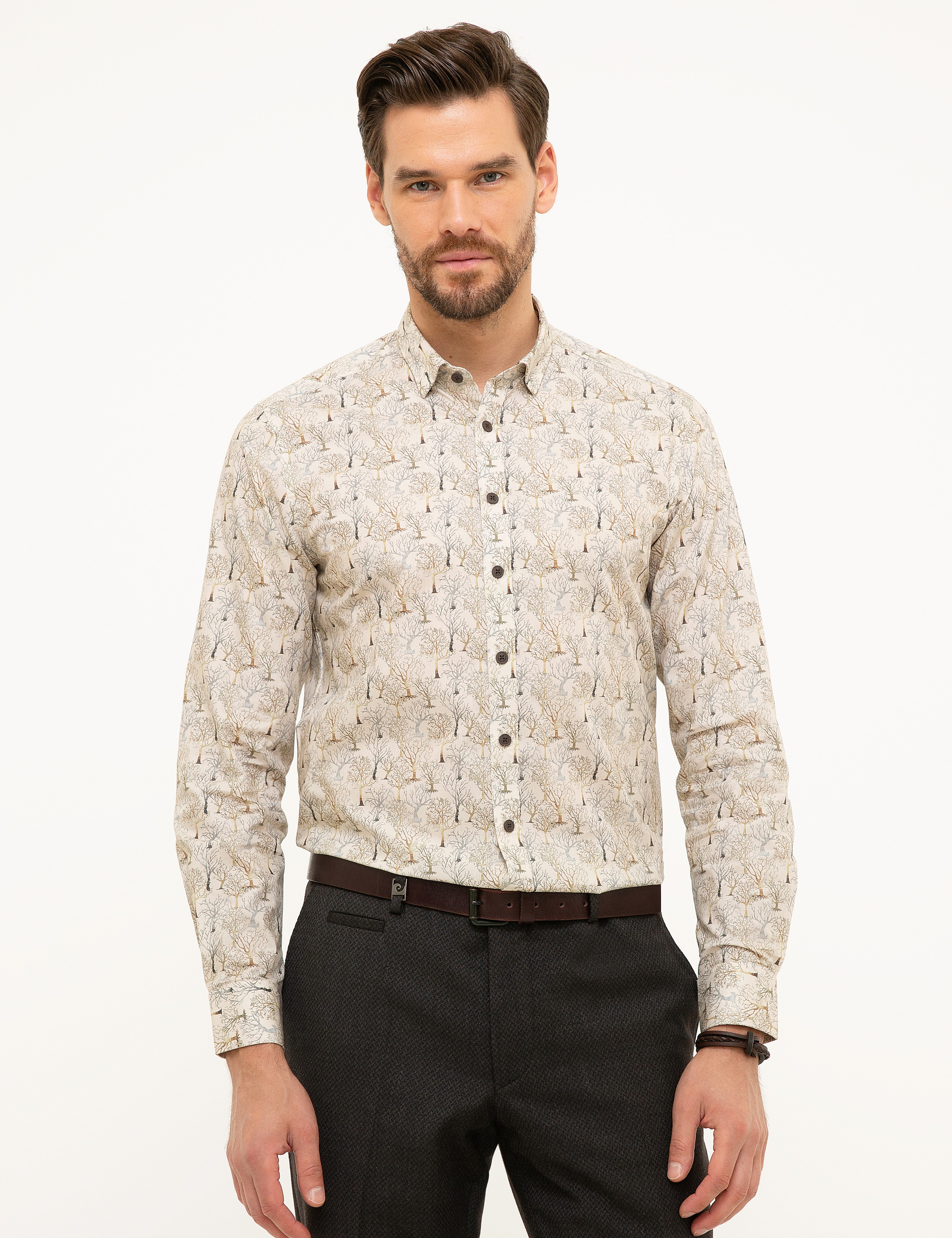 Bej Slim Fit Gömlek