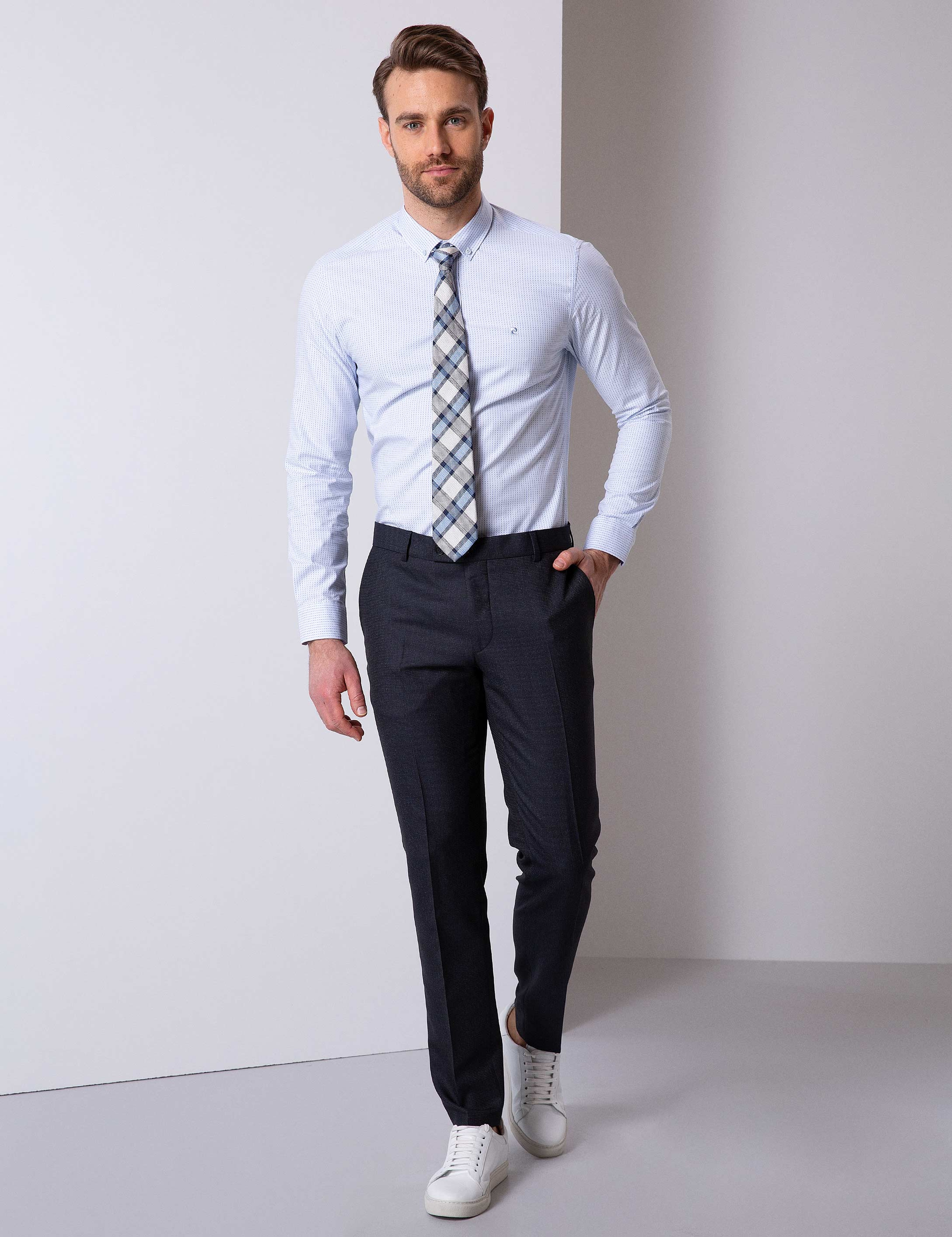 Mavi Slim Fit Gömlek - Image 3