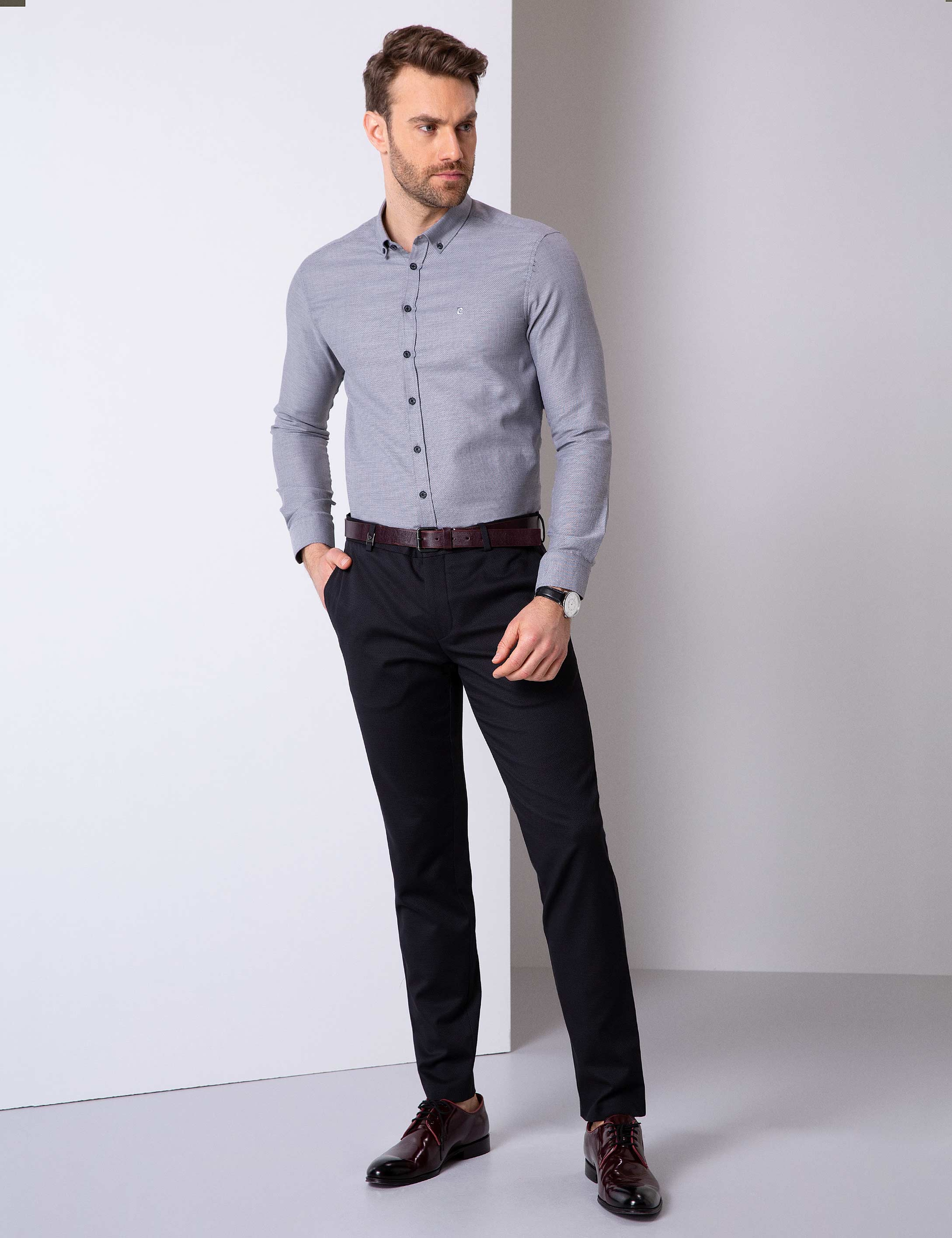 Gri Slim Fit Gömlek
