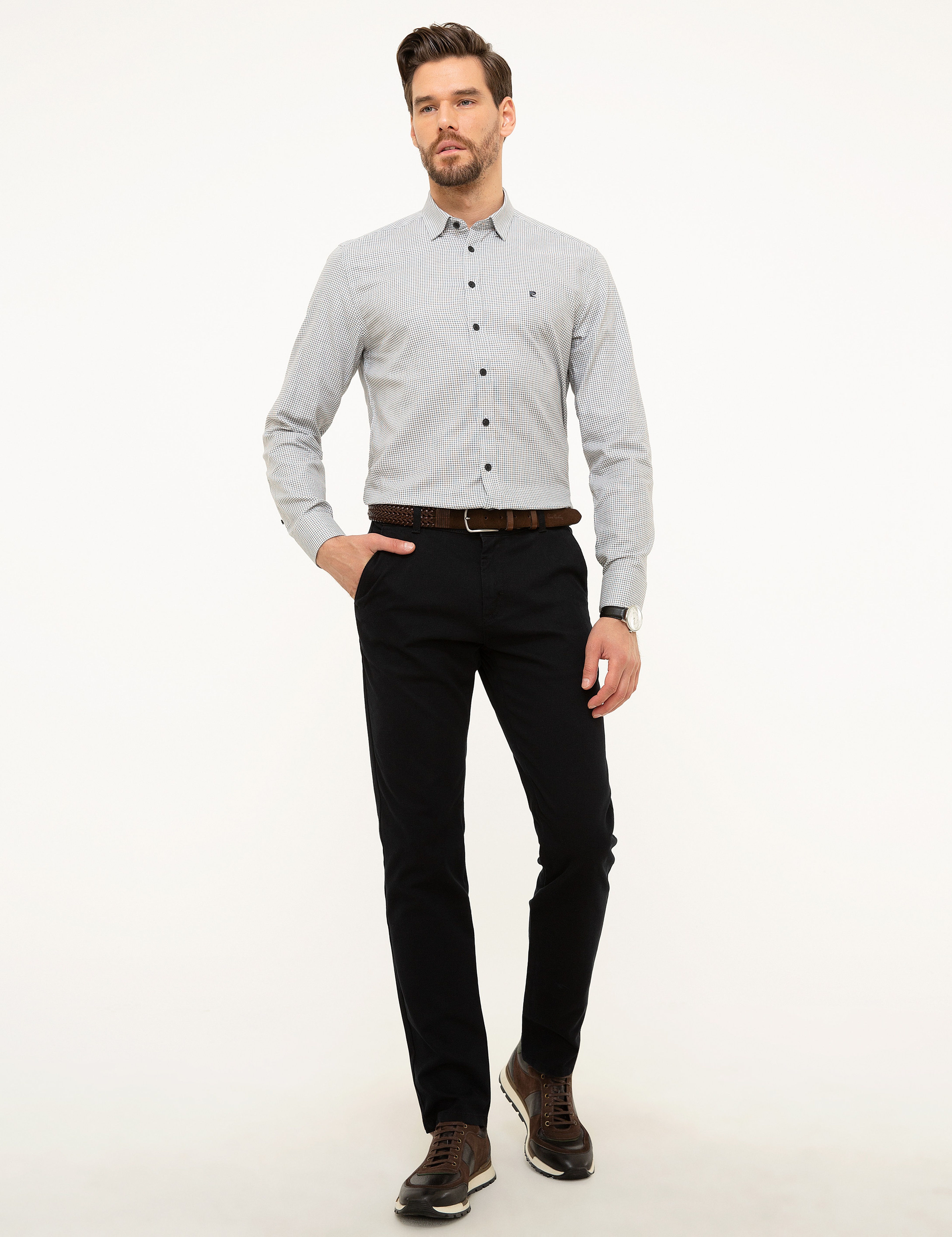 Siyah Slim Fit Uzun Kollu Gömlek - Image 4