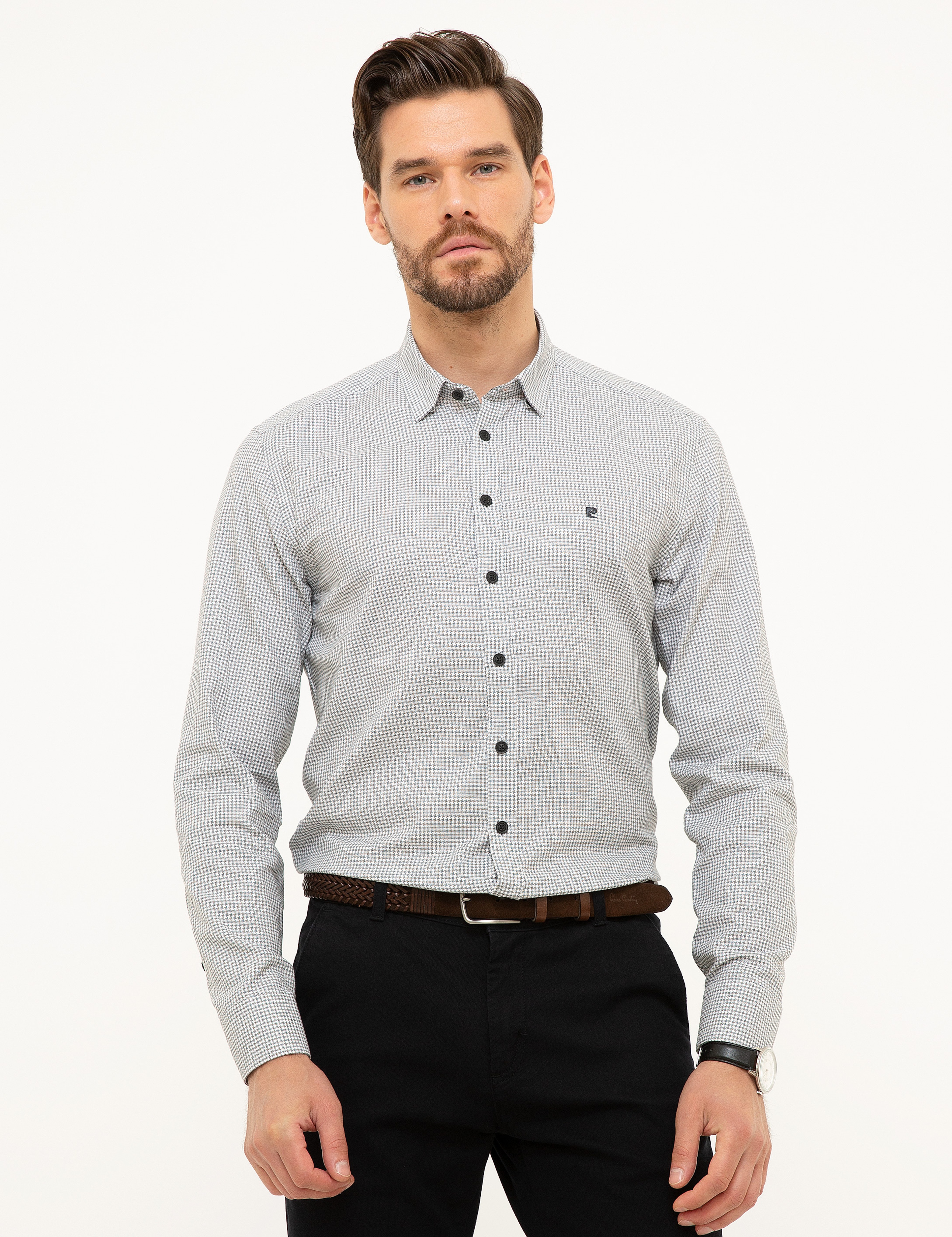 Siyah Slim Fit Uzun Kollu Gömlek - Image 1