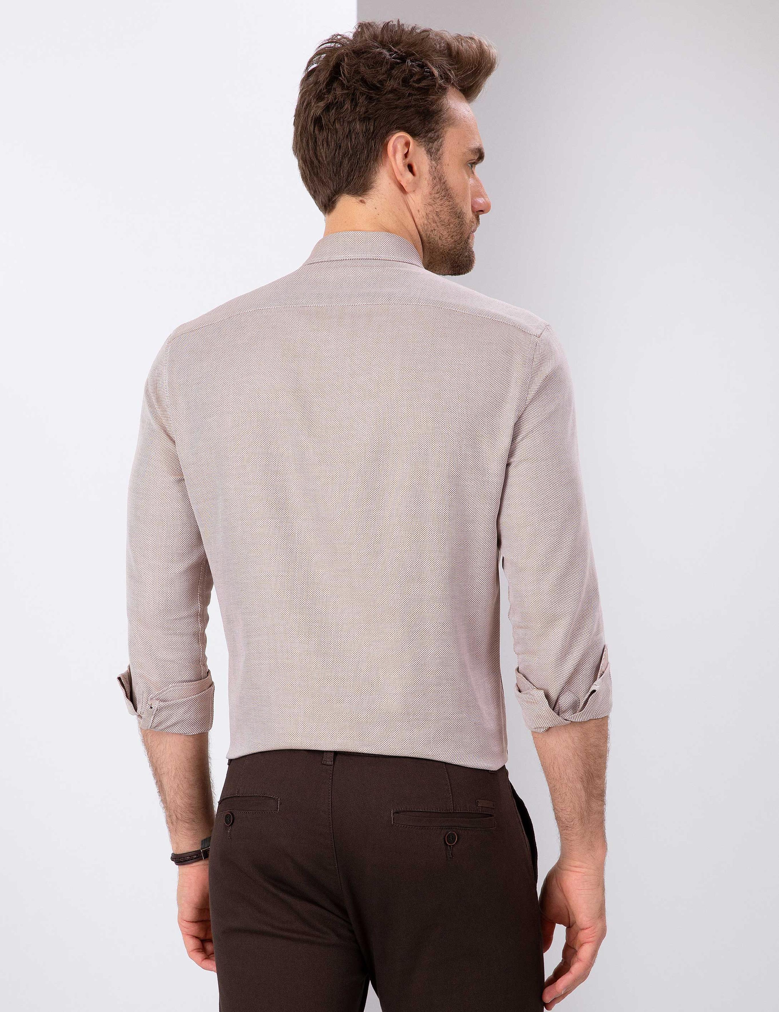 Kiremit Slim Fit Uzun Kollu Gömlek