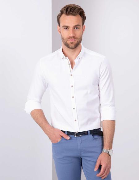 Beyaz Slim Fit Oxford Gömlek - 50209699011