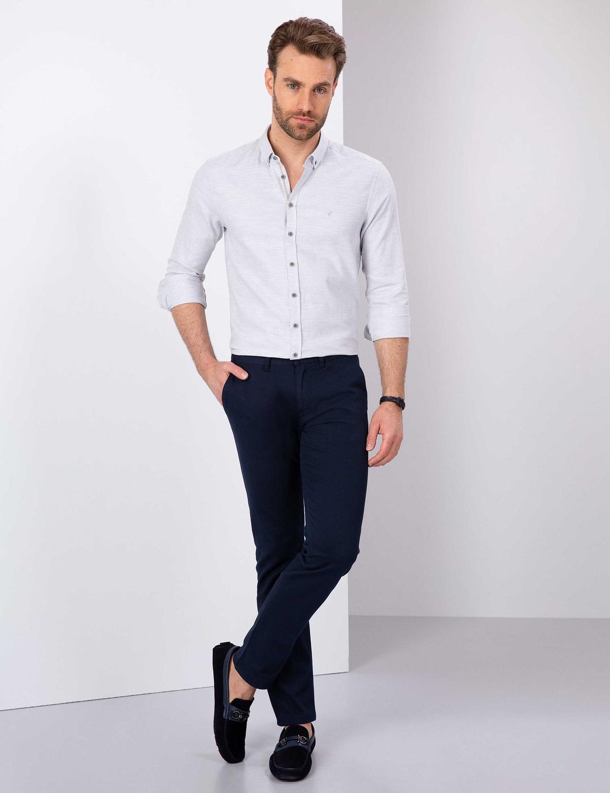 Gri Slim Fit Oxford Gömlek - 50209699020
