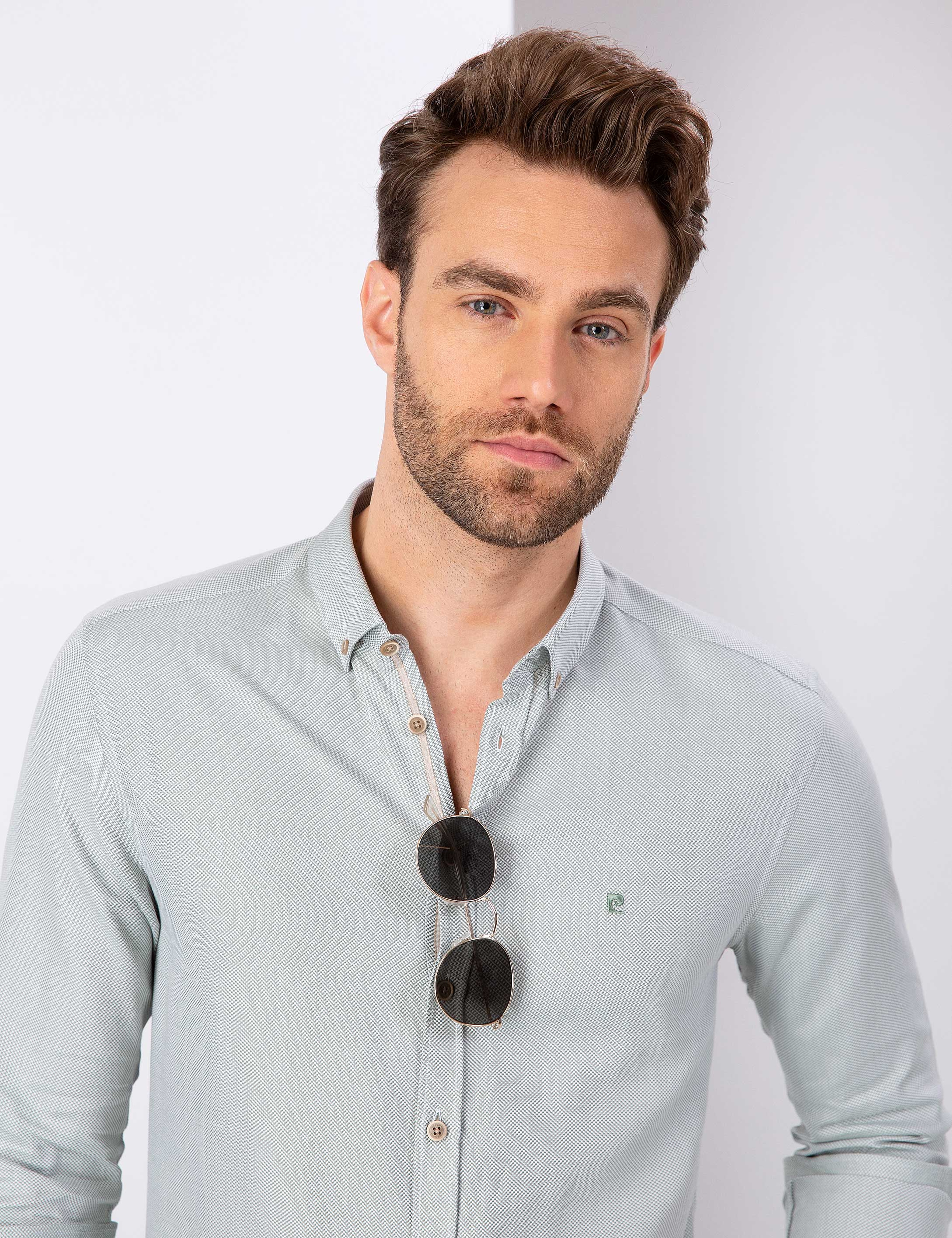 Yeşil Slim Fit Oxford Gömlek