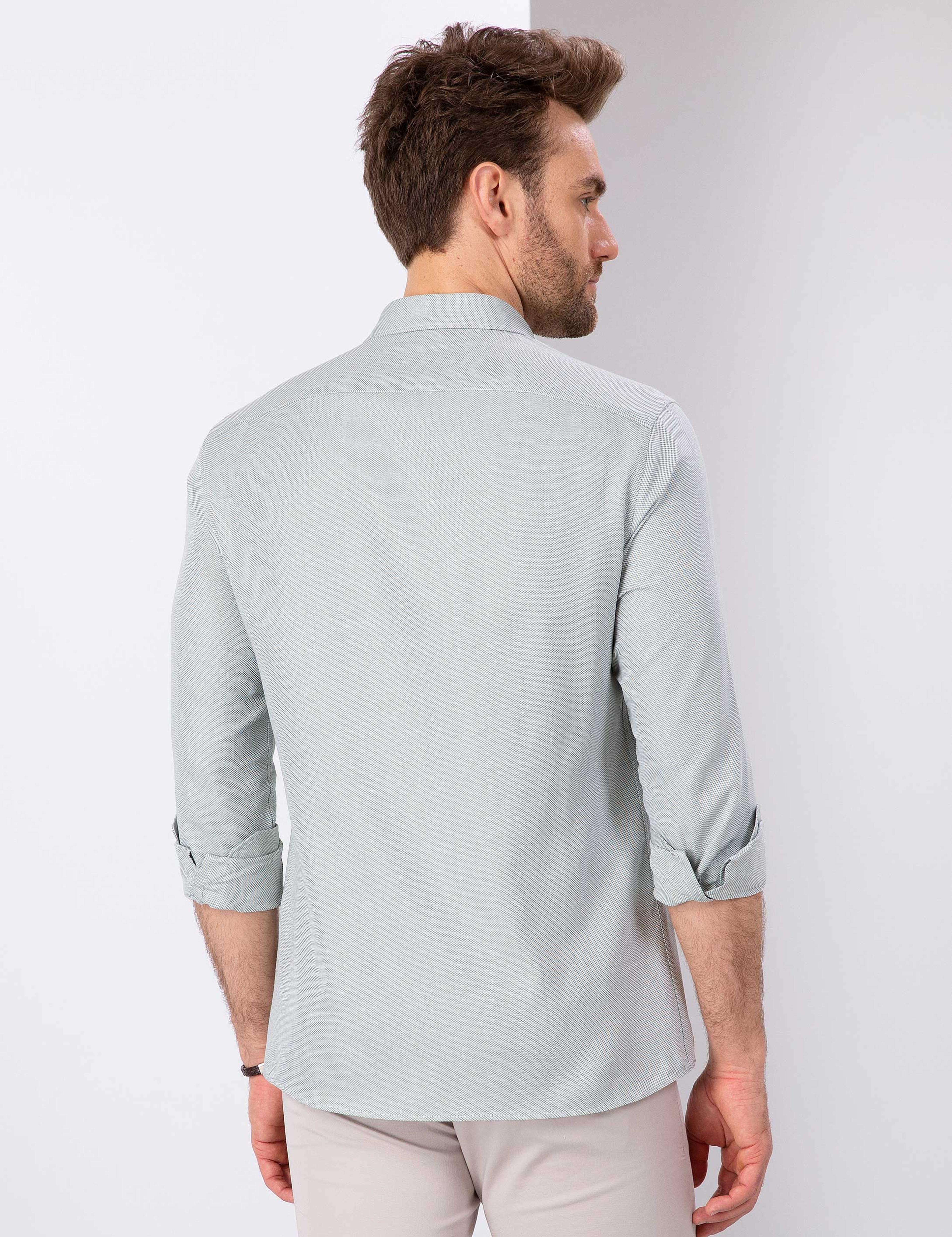 Yeşil Slim Fit Oxford Gömlek - Image 3