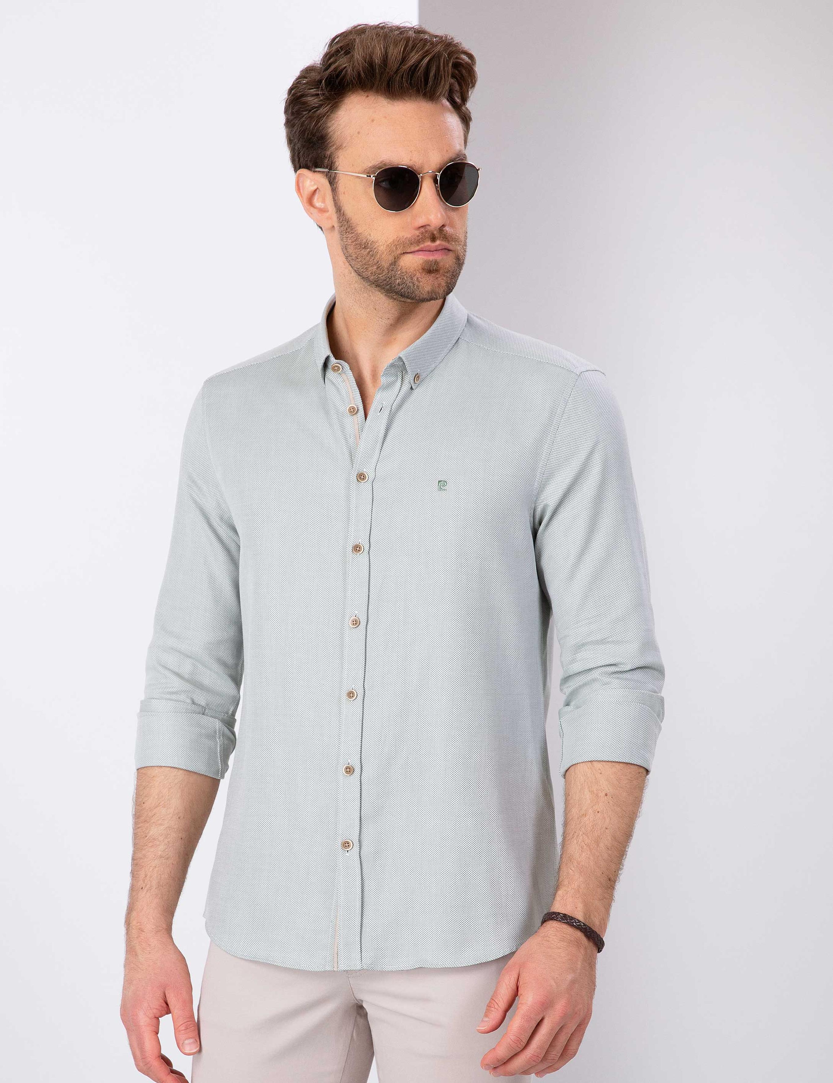 Yeşil Slim Fit Oxford Gömlek