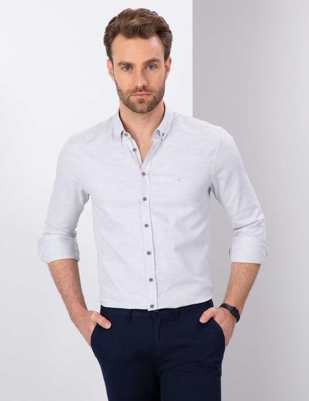 Gri Slim Fit Oxford Gömlek - 50209699020