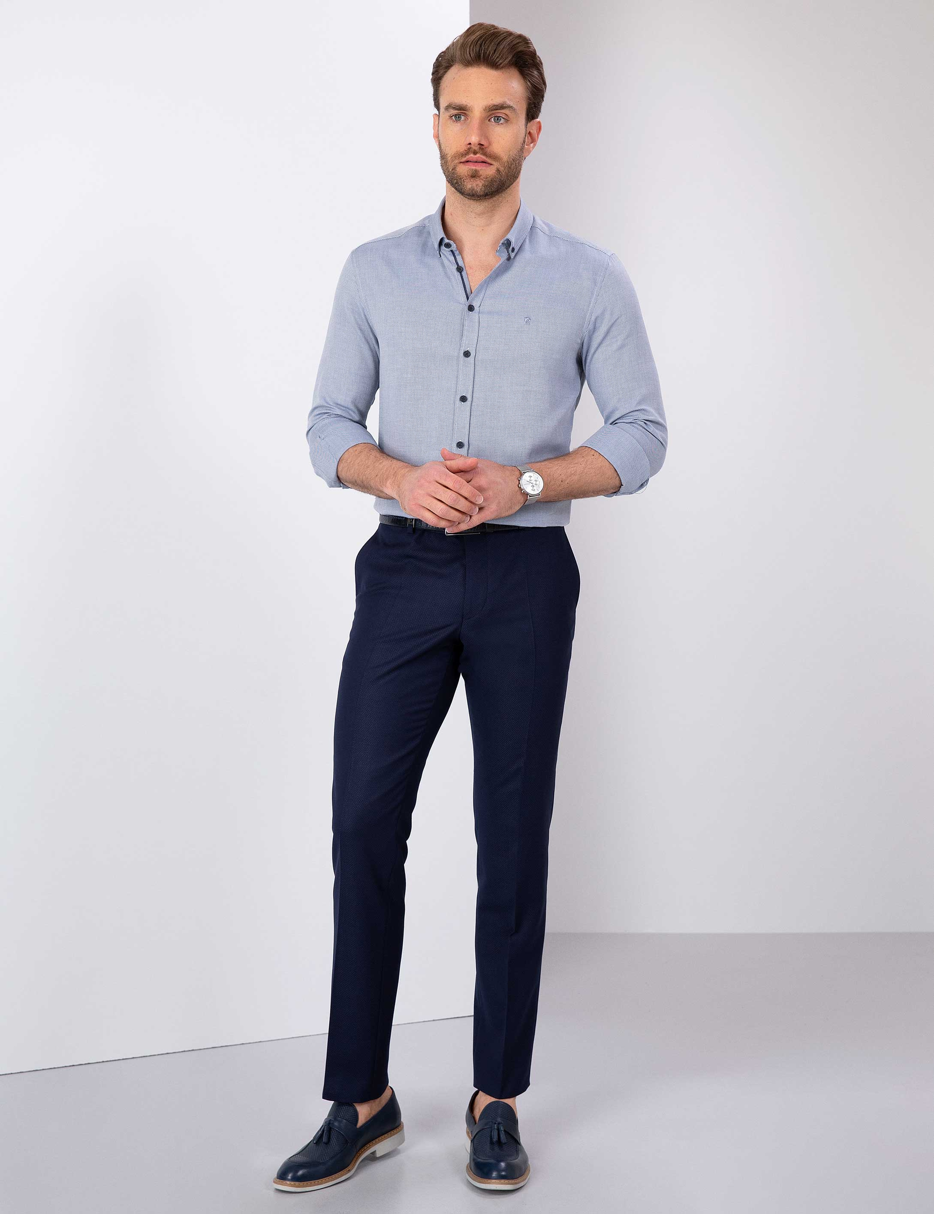 Mavi Slim Fit Oxford Gömlek - Image 4