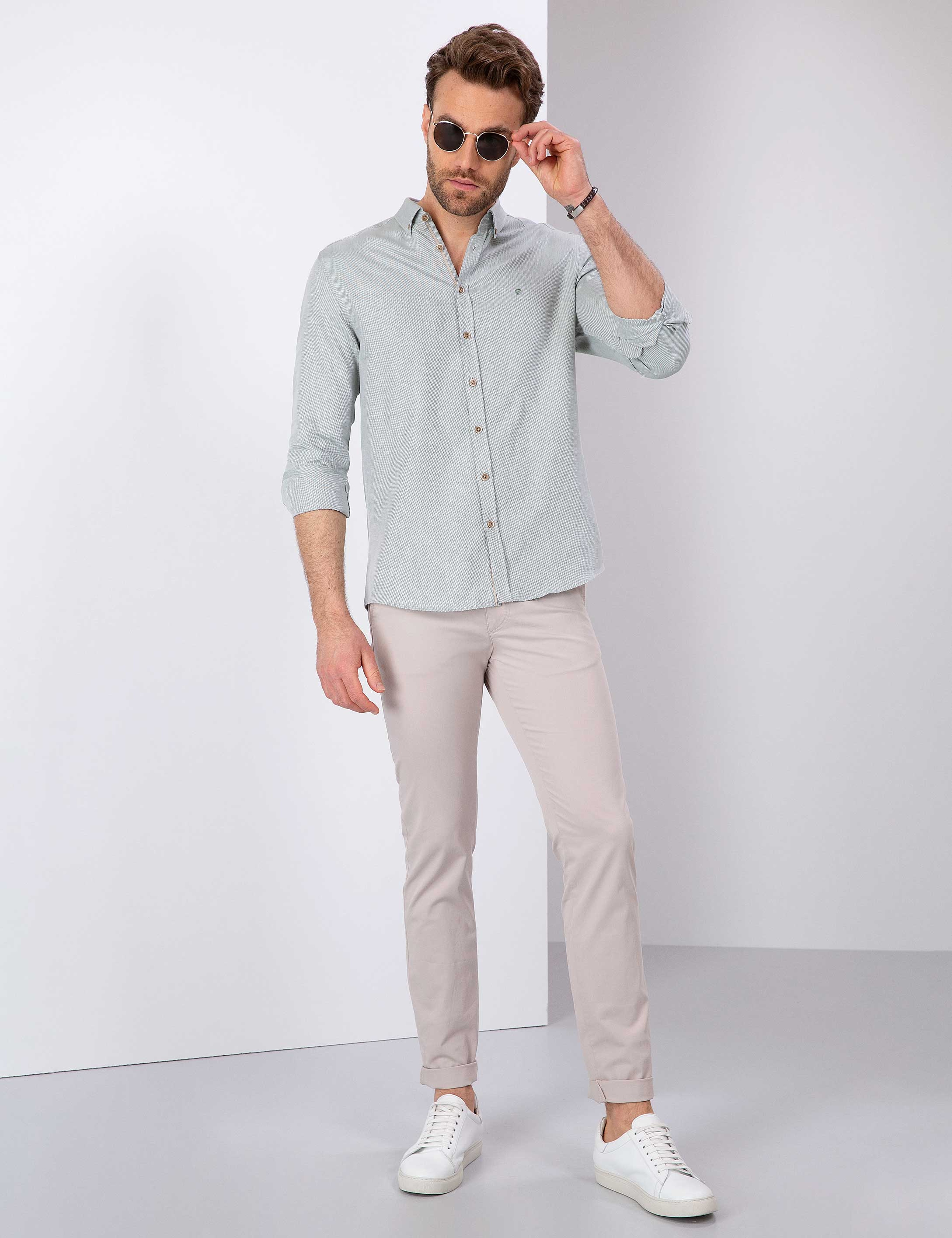 Yeşil Slim Fit Oxford Gömlek
