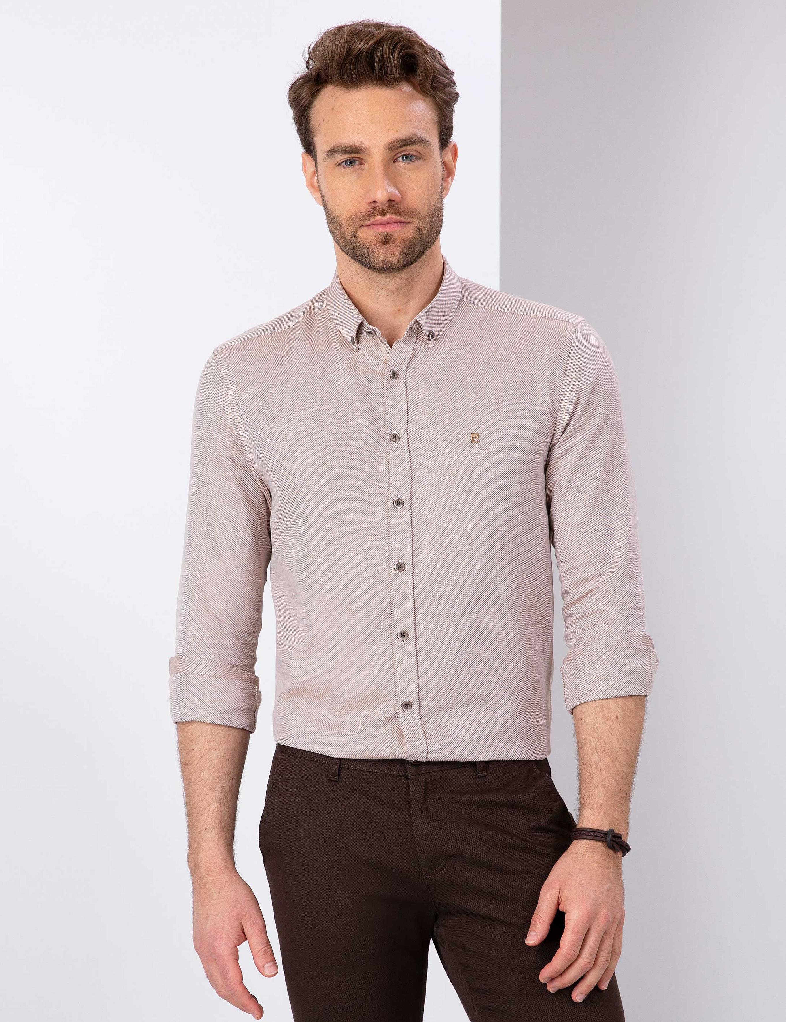 Kiremit Slim Fit Uzun Kollu Gömlek