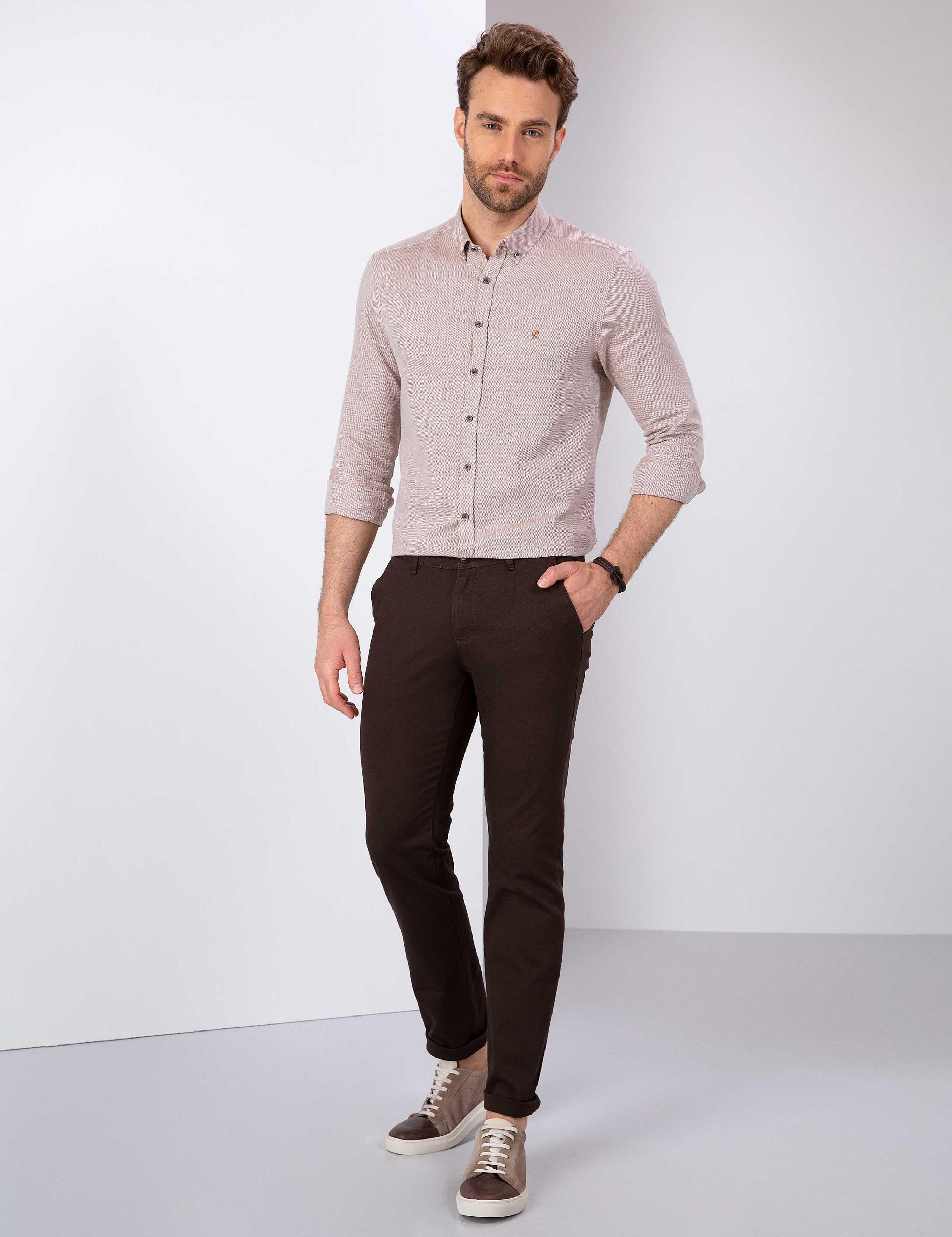 Kiremit Slim Fit Uzun Kollu Gömlek