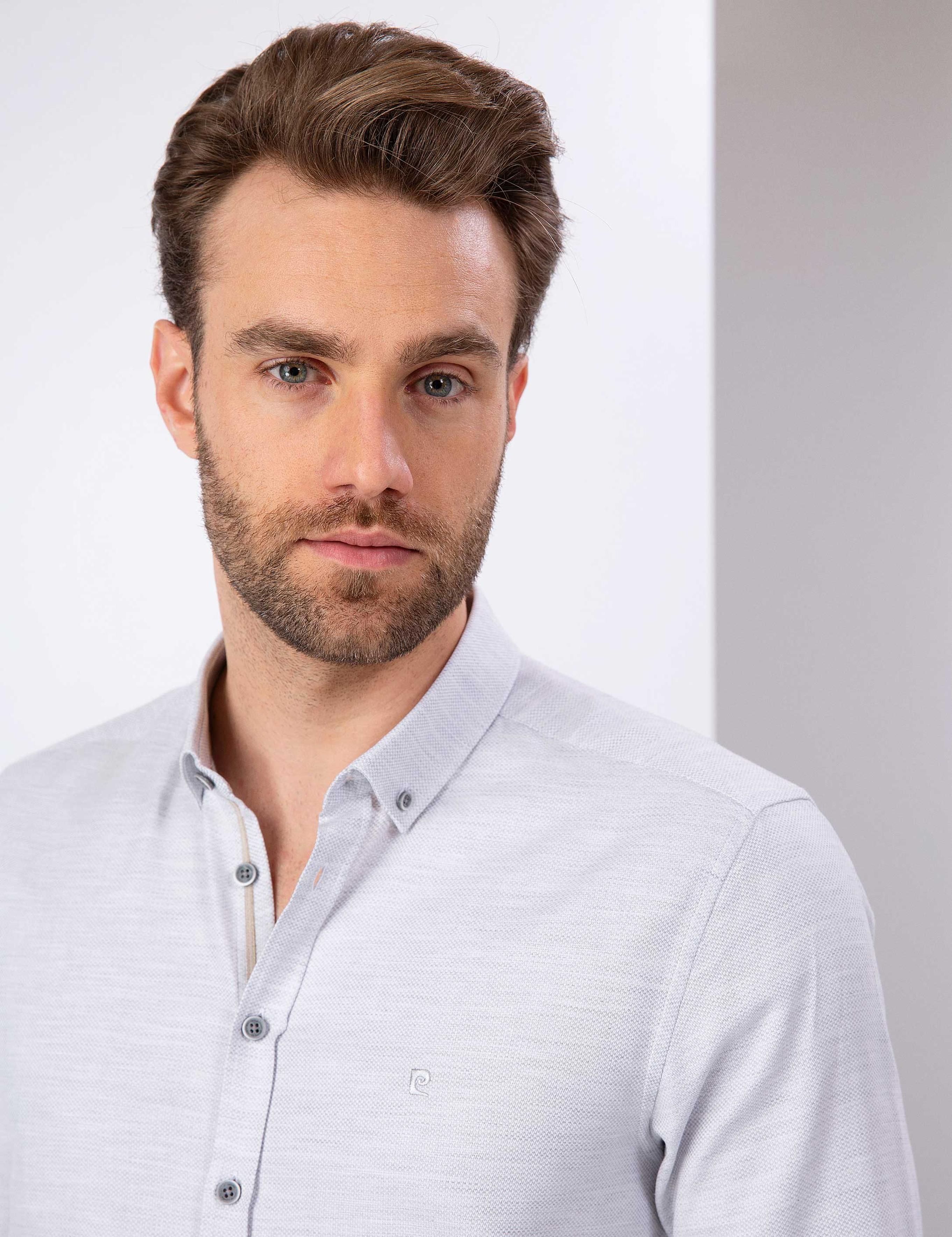 Gri Slim Fit Oxford Gömlek