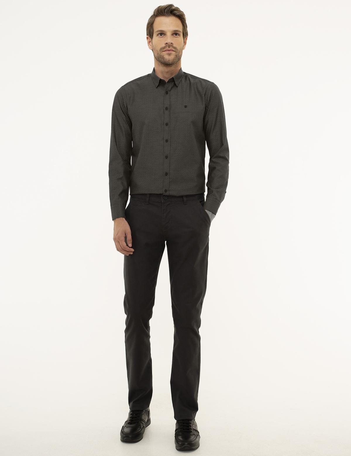 Antrasit Slim Fit Kanvas Pantolon