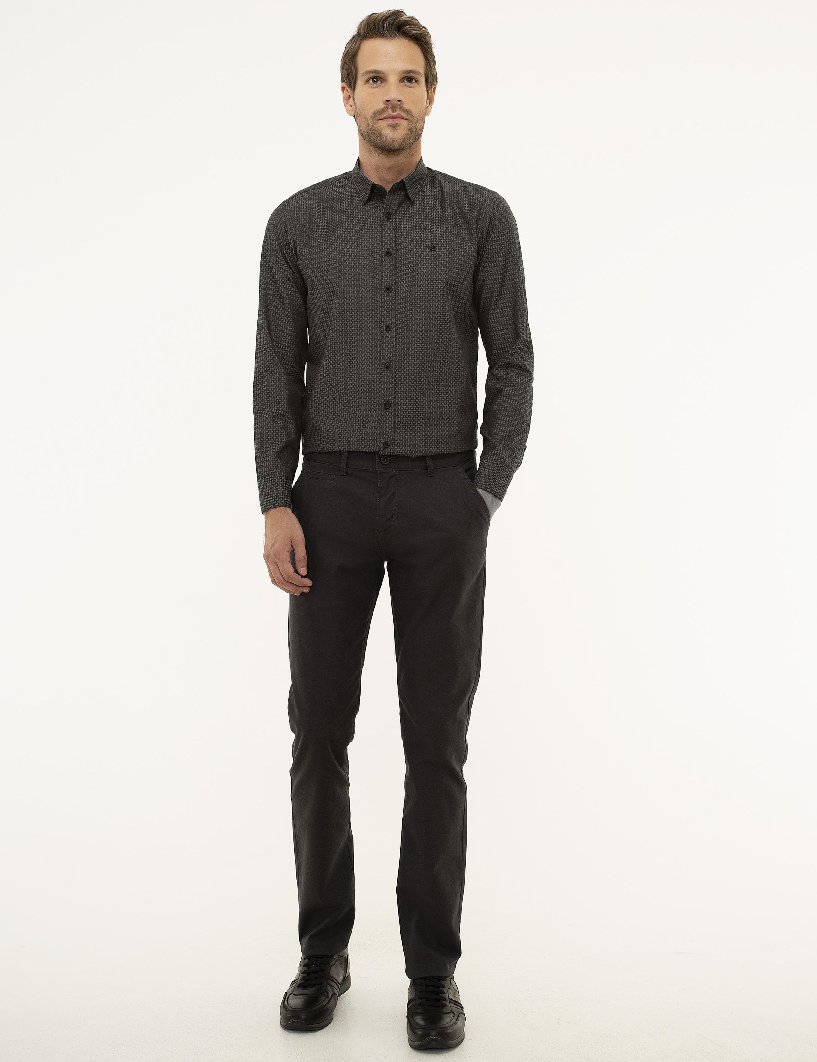 Antrasit Slim Fit Kanvas Pantolon