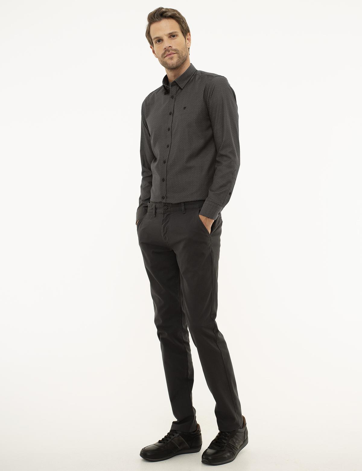 Antrasit Slim Fit Kanvas Pantolon - 50209800099