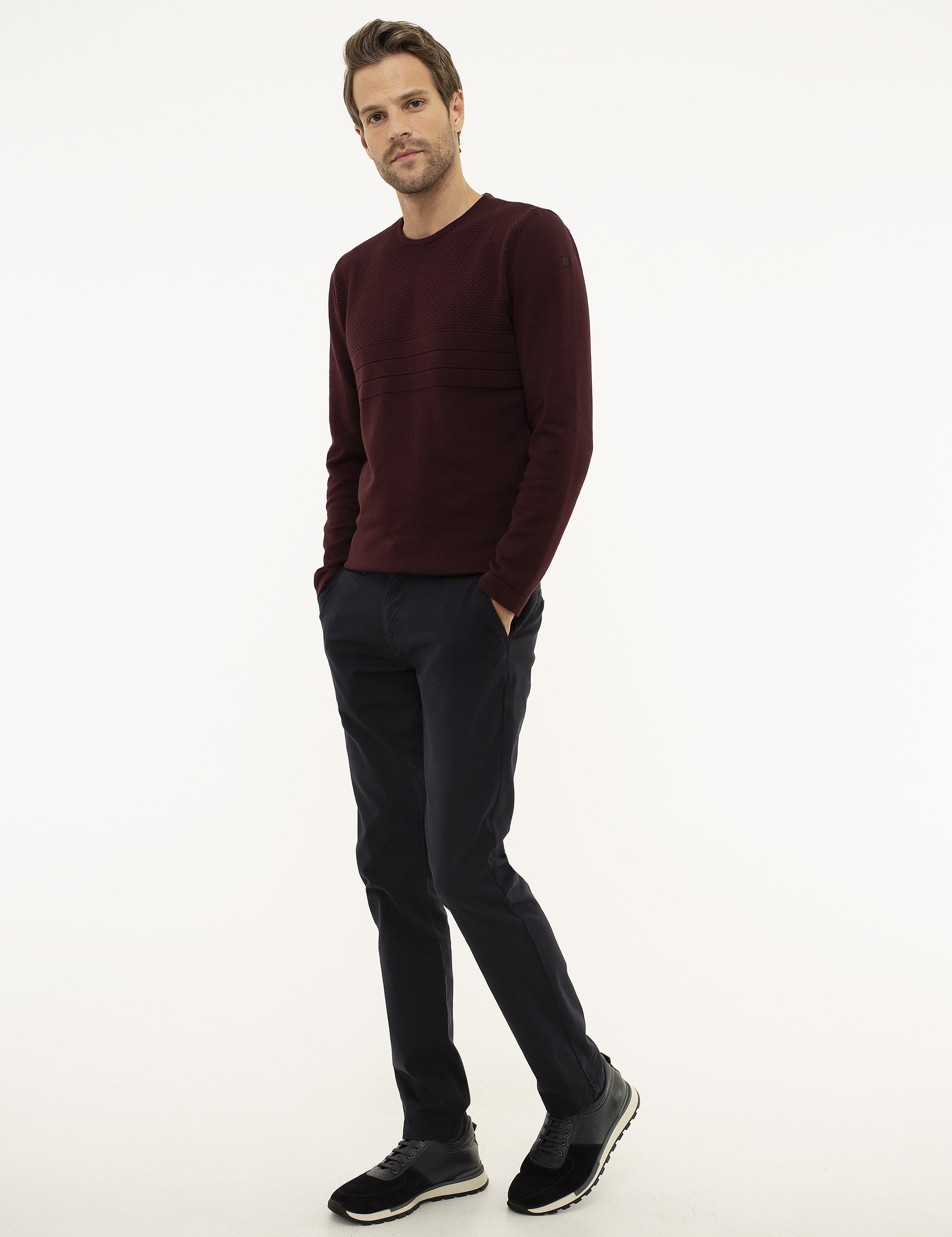 Lacivert Slim Fit Kanvas Pantolon - Image 2