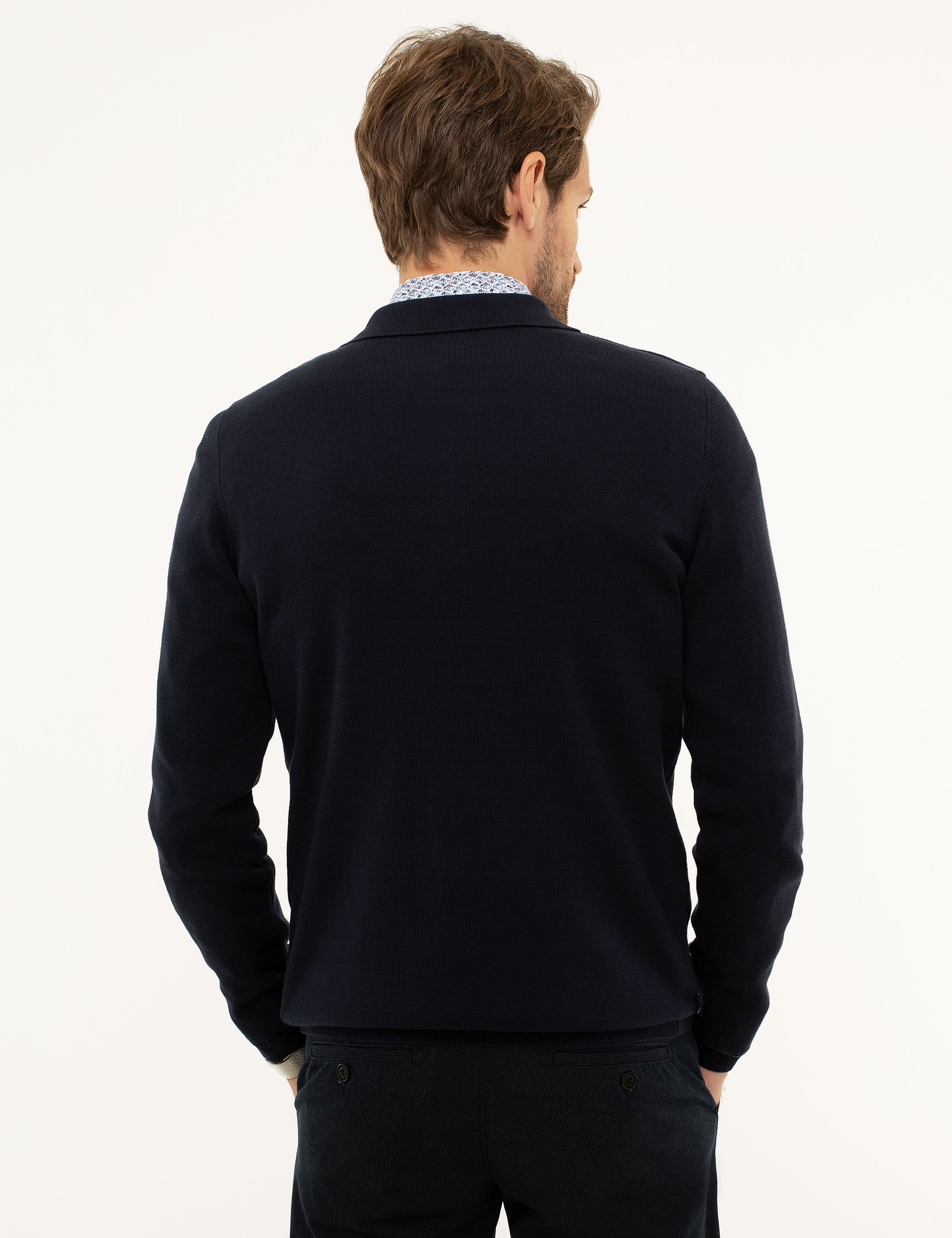 Koyu Lacivert Slim Fit Triko Kazak