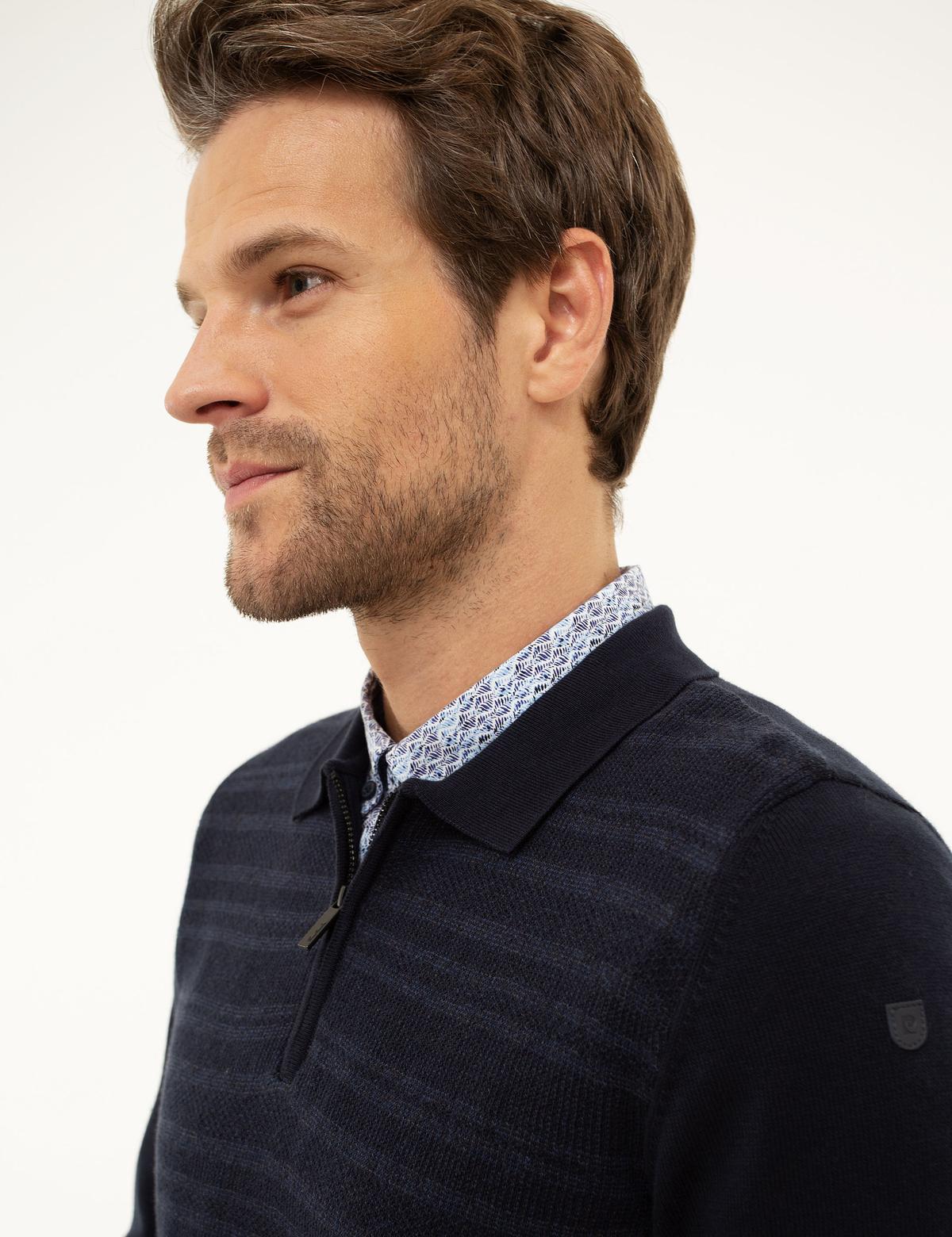 Koyu Lacivert Slim Fit Triko Kazak