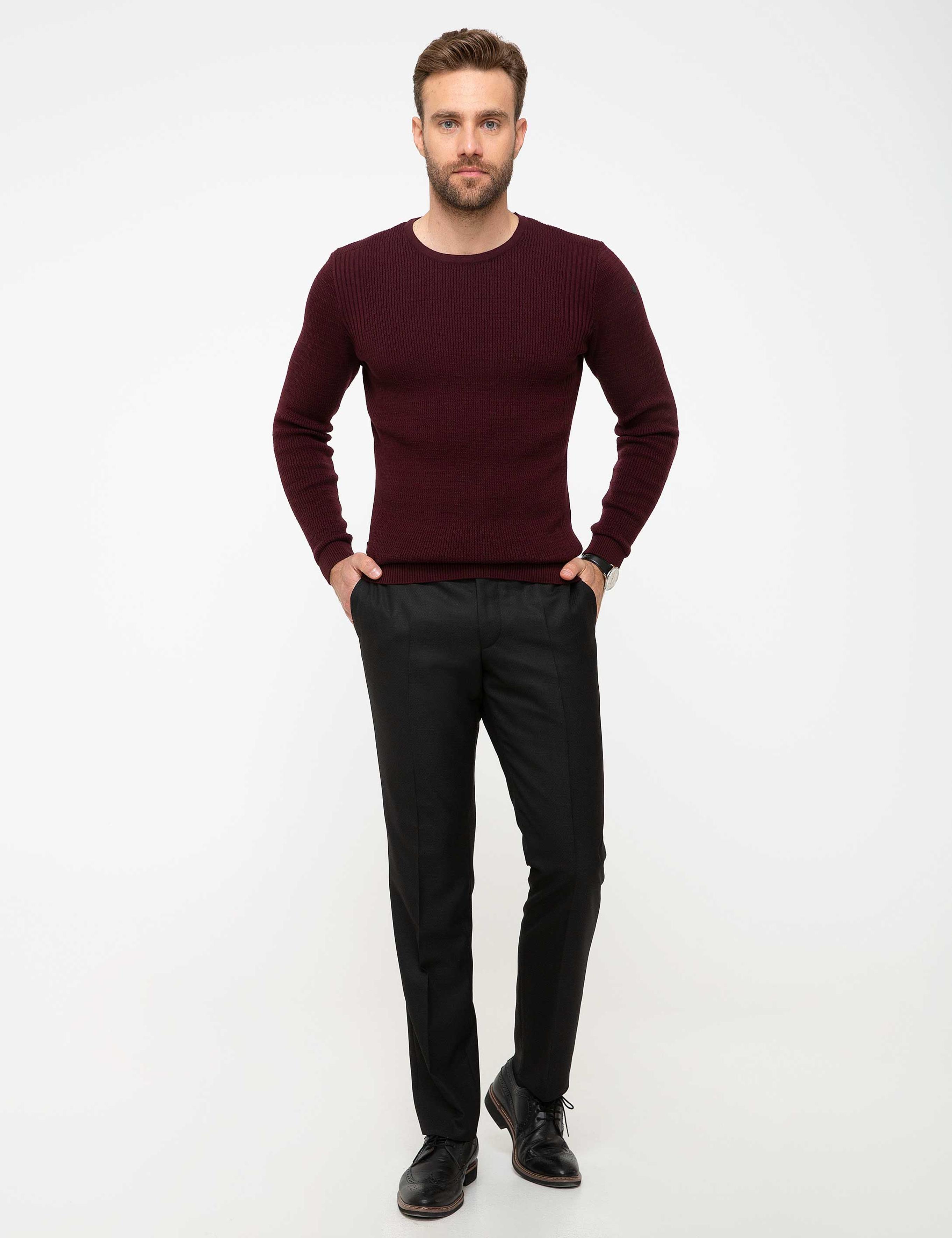 Bordo Slim Fit Triko Kazak
