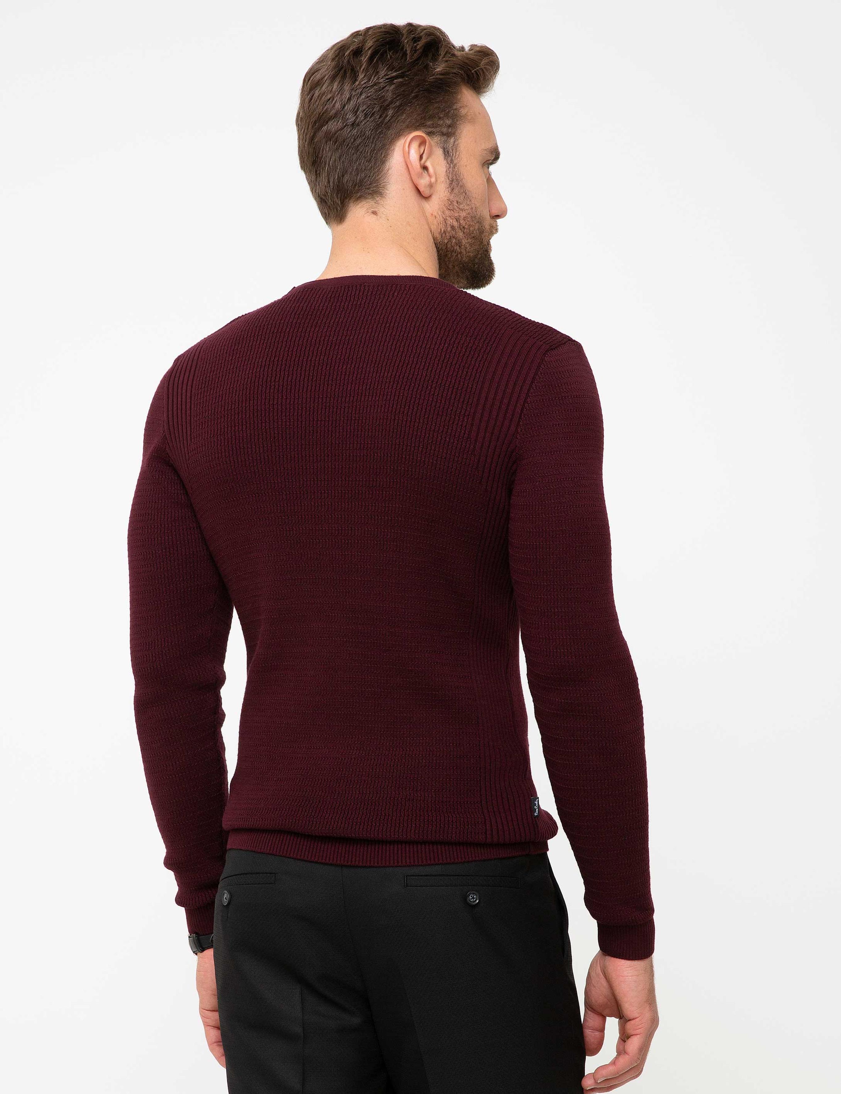 Bordo Slim Fit Triko Kazak