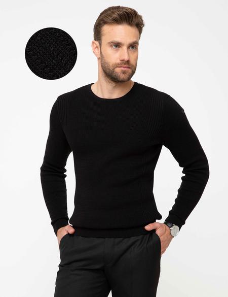 Siyah Slim Fit Kazak - 50209935042