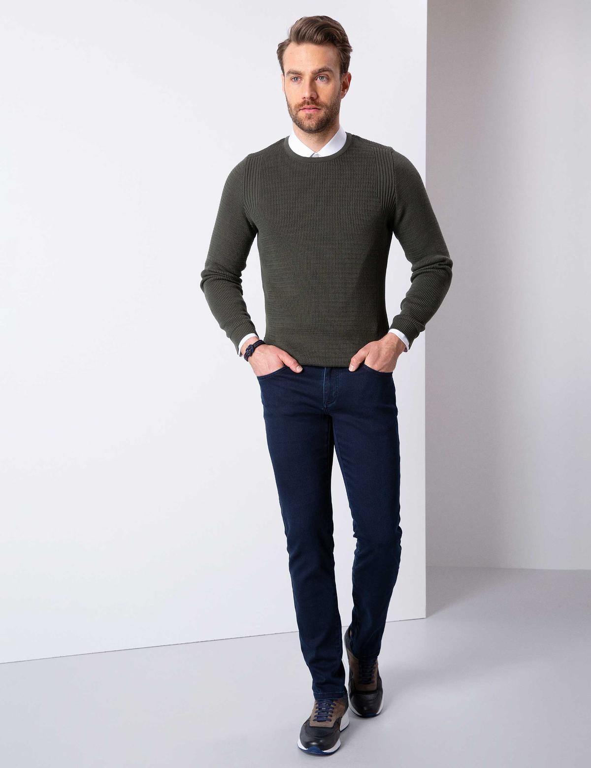 Haki Slim Fit Kazak - 50209935087