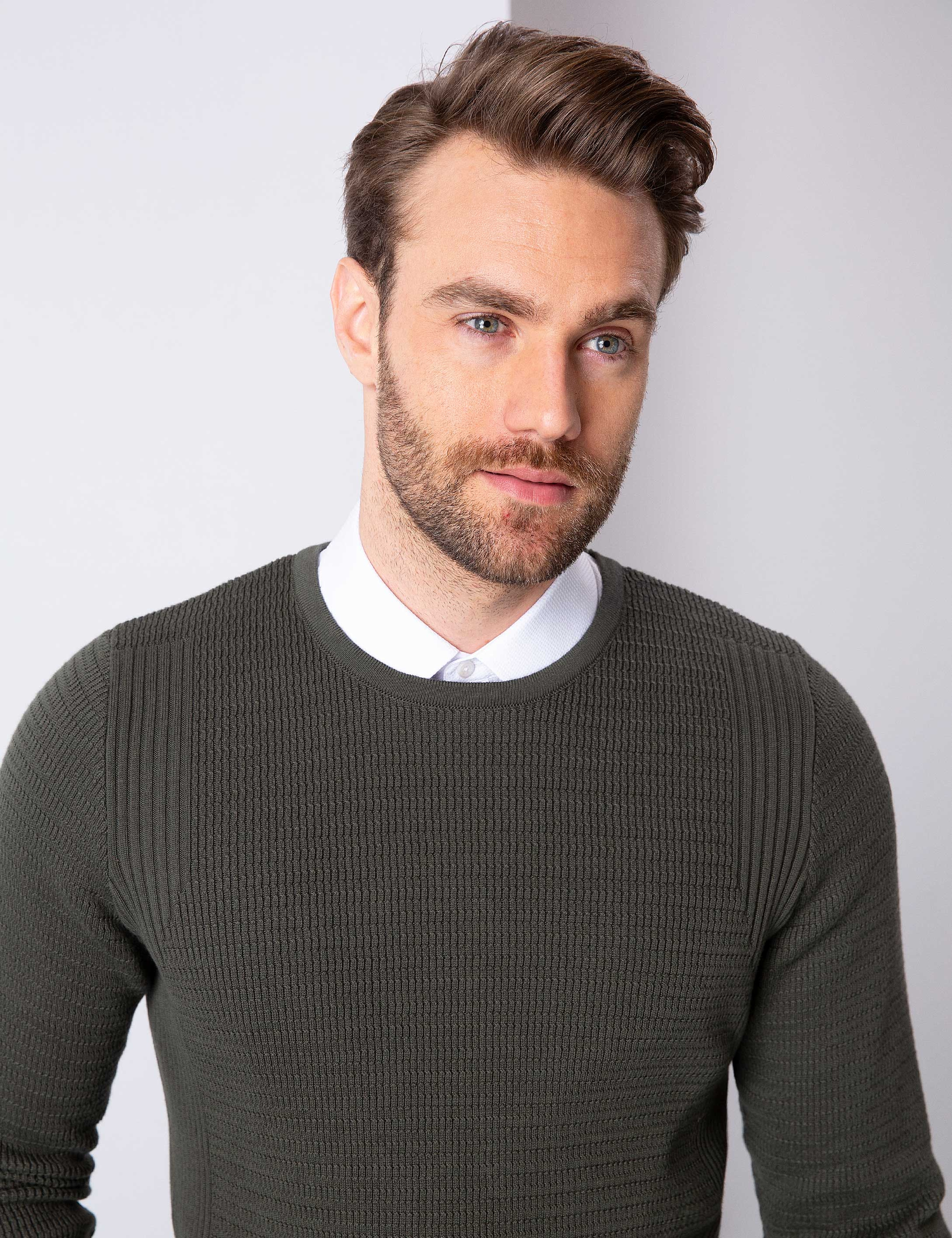 Haki Slim Fit Kazak - Image 3