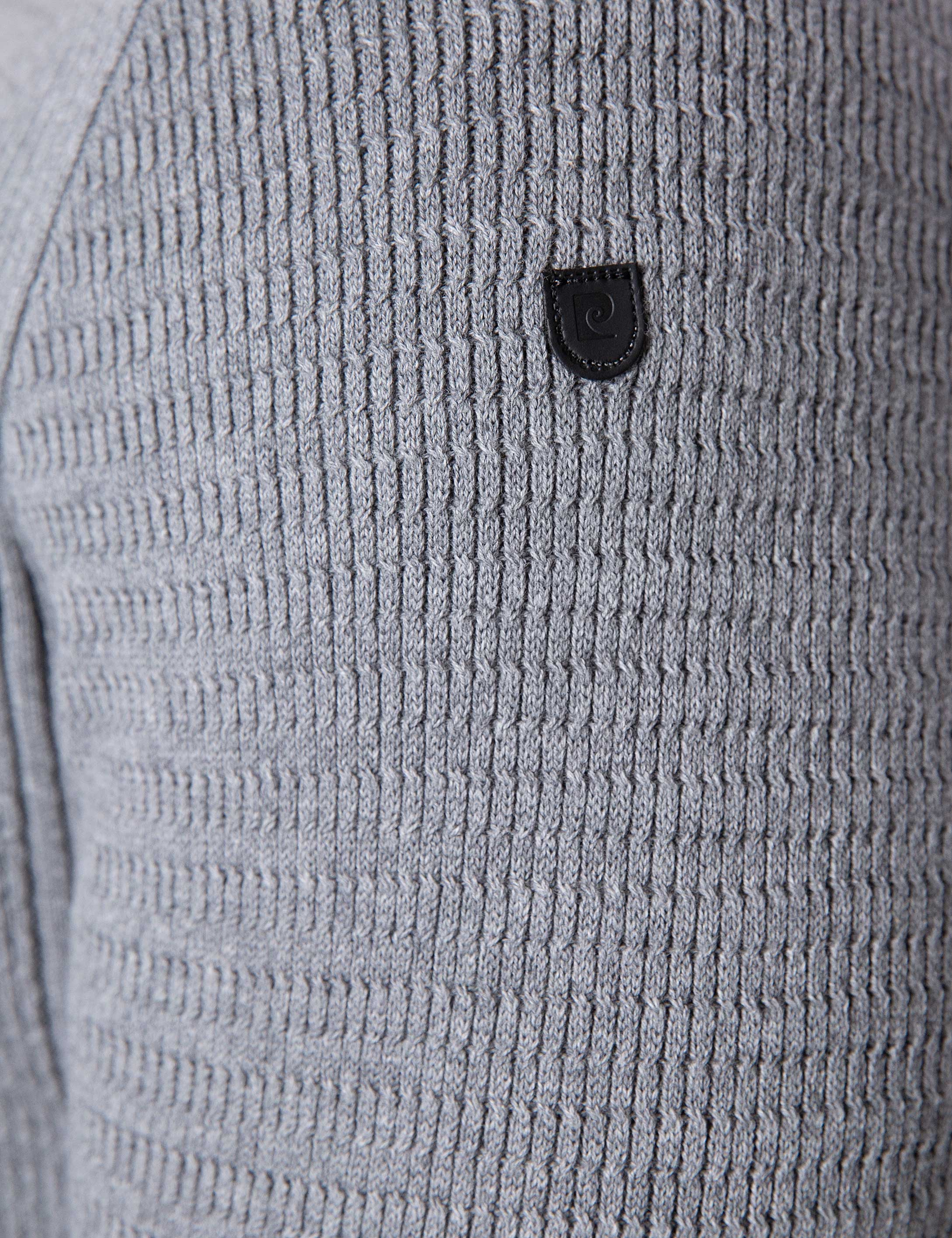 Gri Melanj Slim Fit Bisiklet Yaka Triko Kazak - Image 7