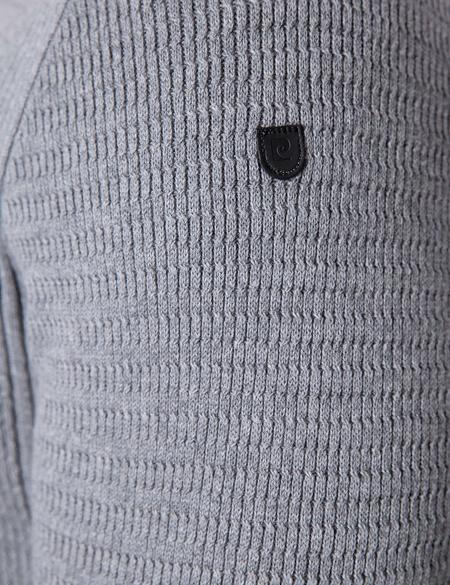 Gri Melanj Slim Fit Bisiklet Yaka Triko Kazak - 50209935091