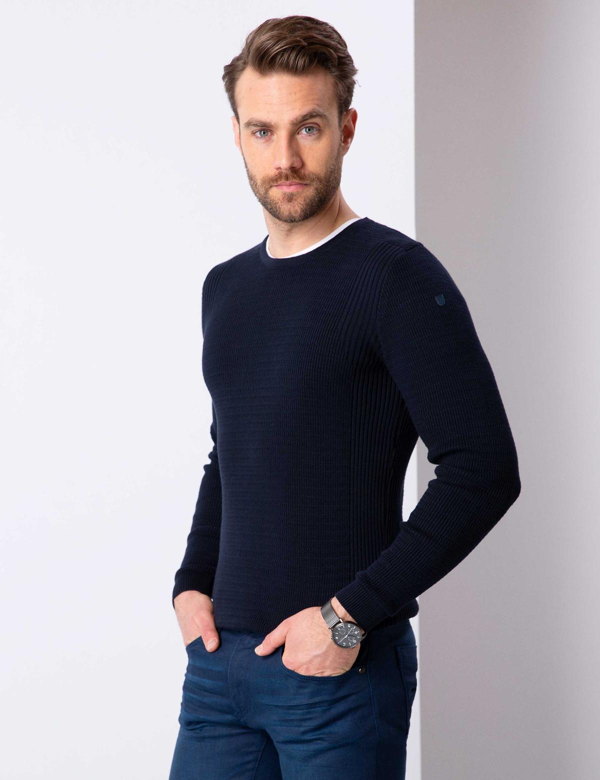 Koyu Lacivert Slim Fit Kazak - 50209935101