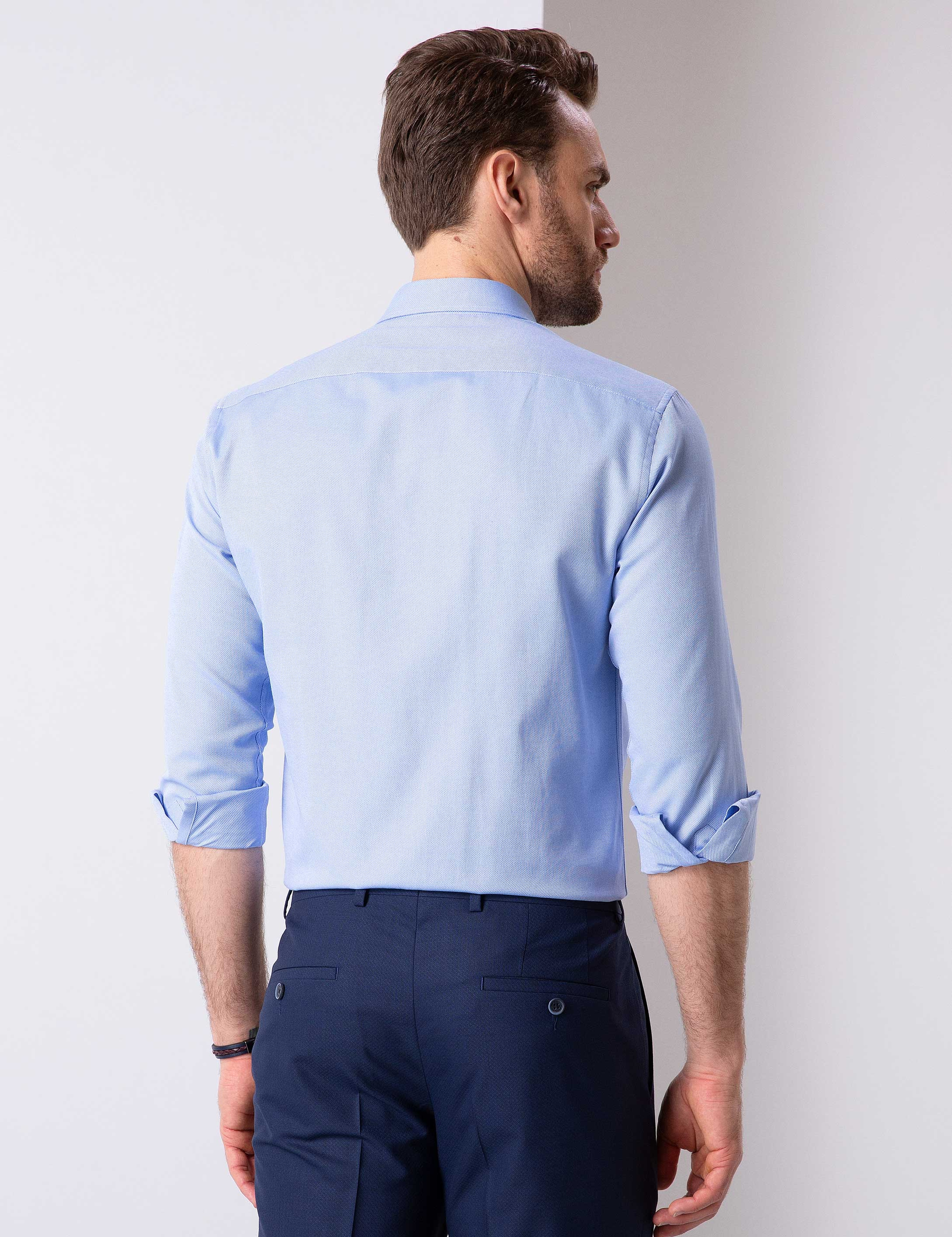 Koyu Mavi Slim Fit Gömlek - Image 4