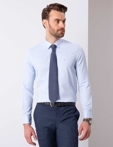Açık Mavi Slim Fit Uzun Kollu Gömlek