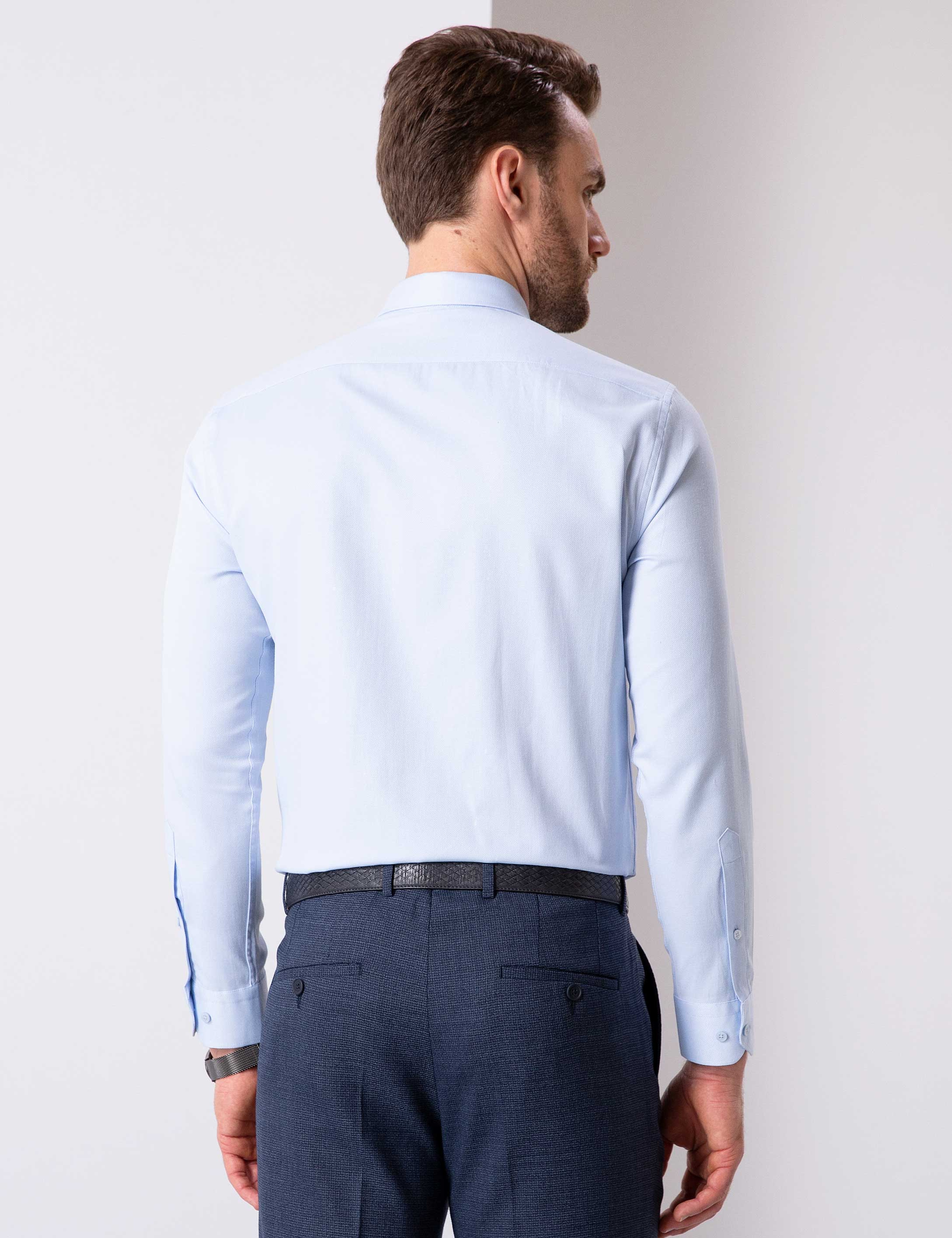 Açık Mavi Slim Fit Uzun Kollu Gömlek