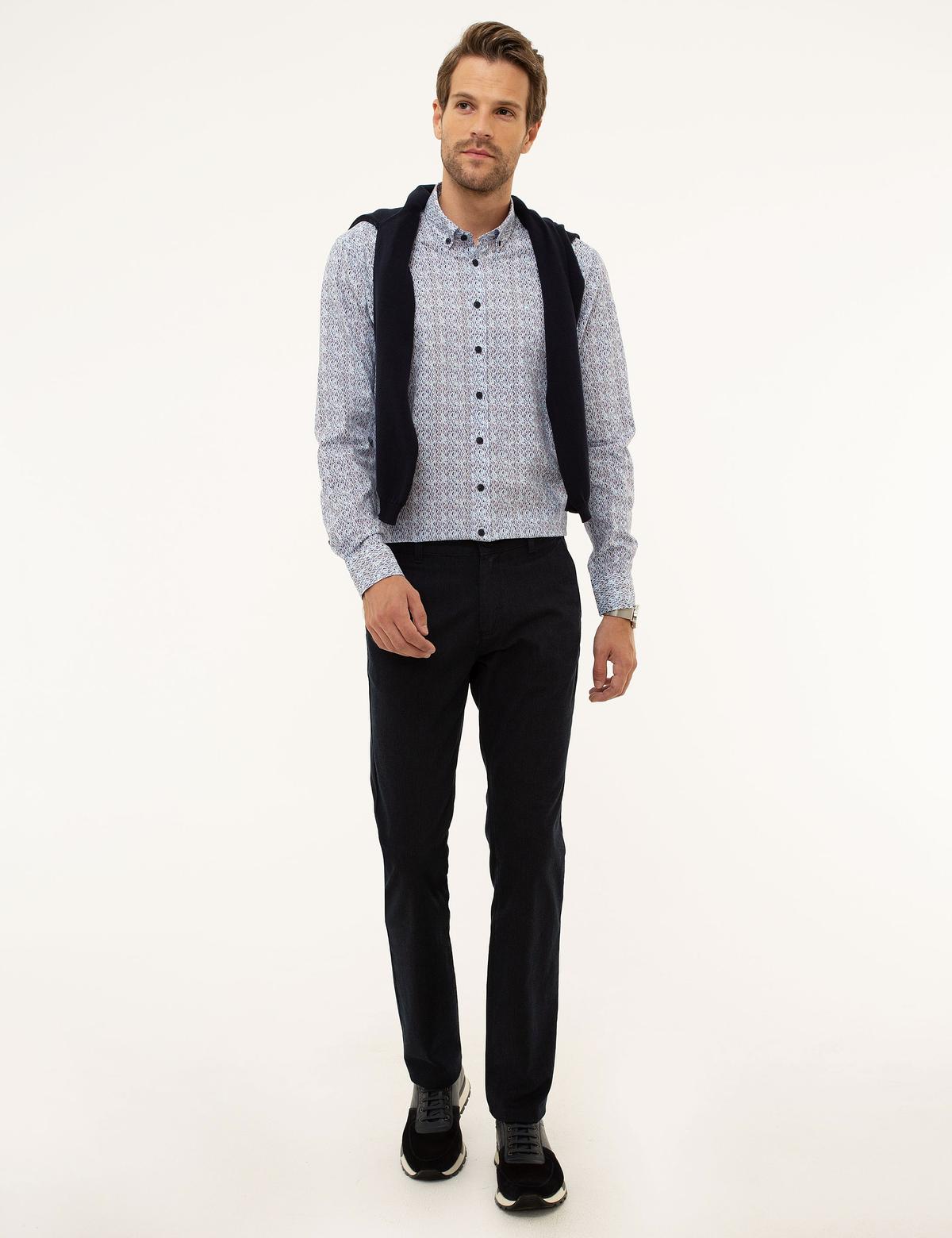 Lacivert Slim Fit Chino Pantolon