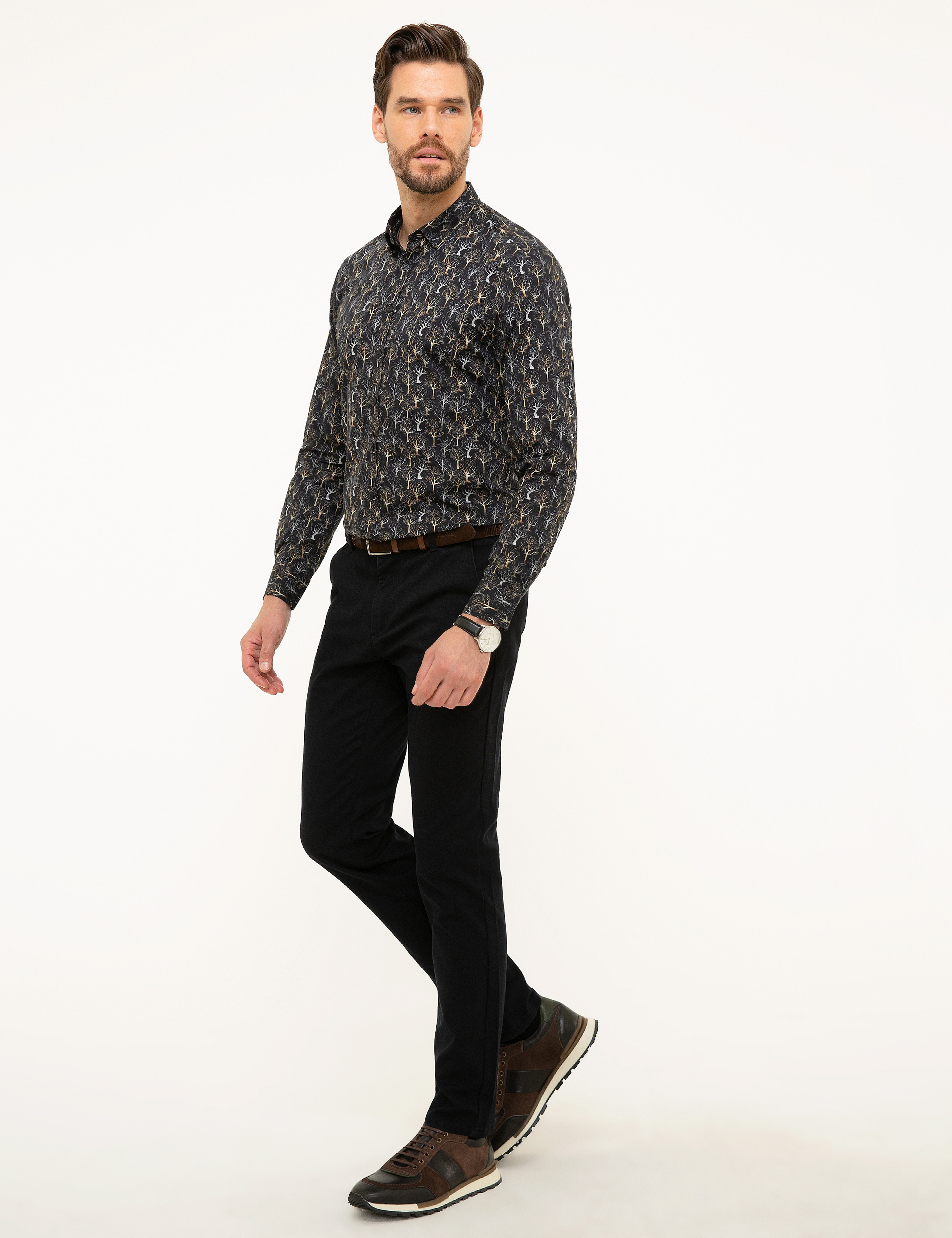 Siyah Slim Fit Chino Pantolon - Image 2