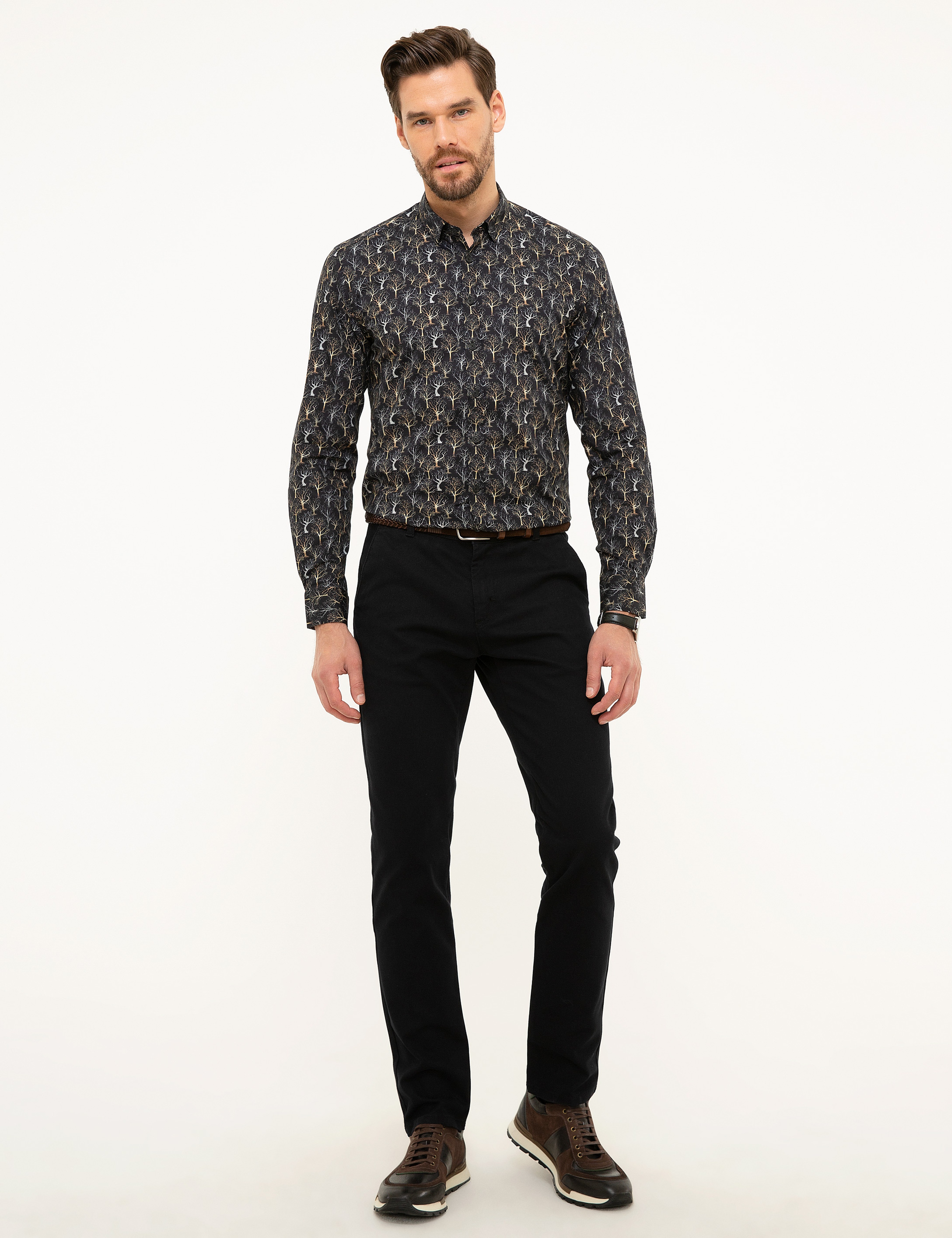 Siyah Slim Fit Chino Pantolon - Image 1