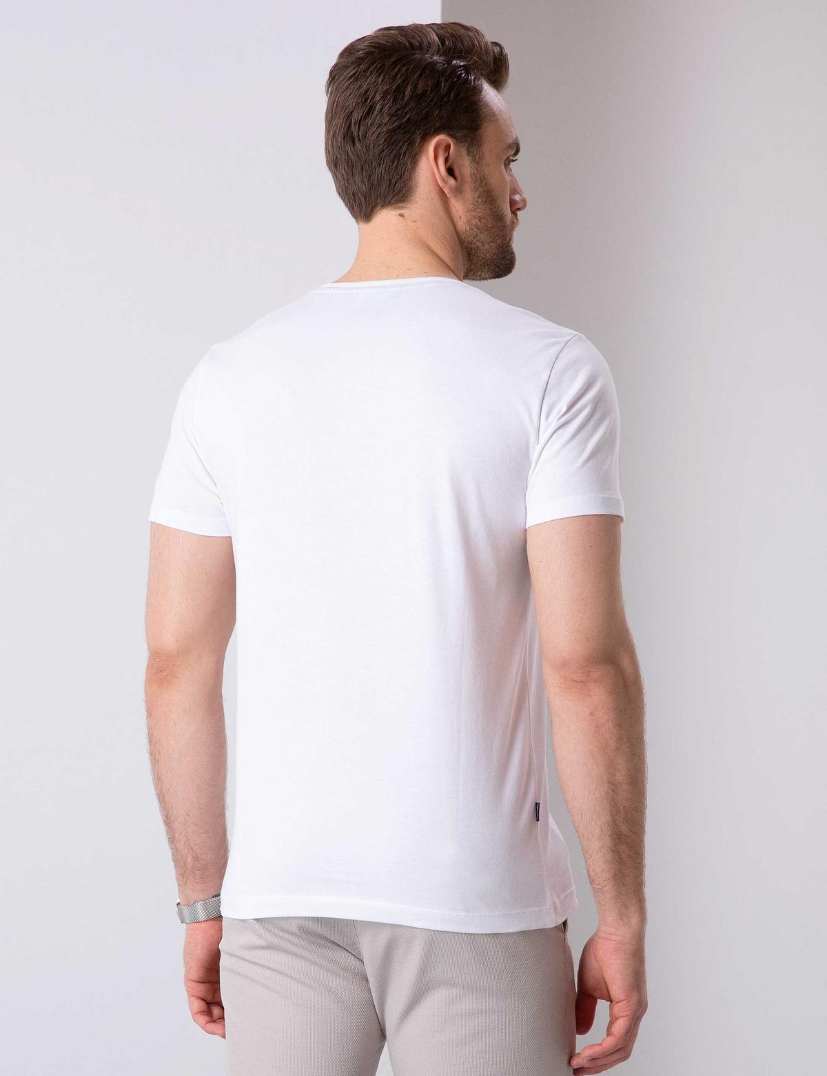 Beyaz Slim Fit Bisiklet Yaka Basic T-Shirt - 50210217001
