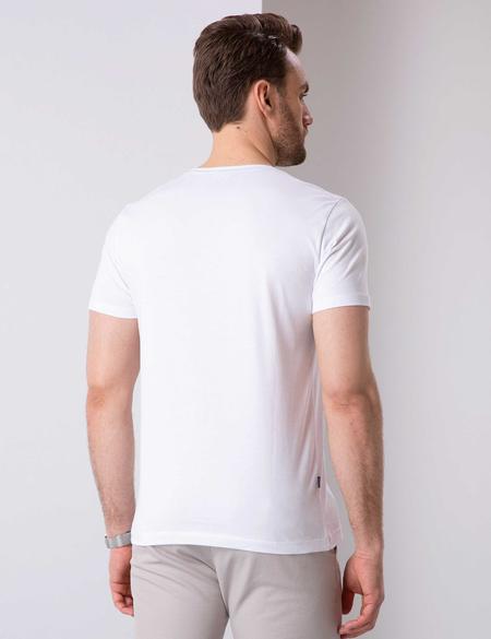 Beyaz Slim Fit Bisiklet Yaka Basic T-Shirt - 50210217001