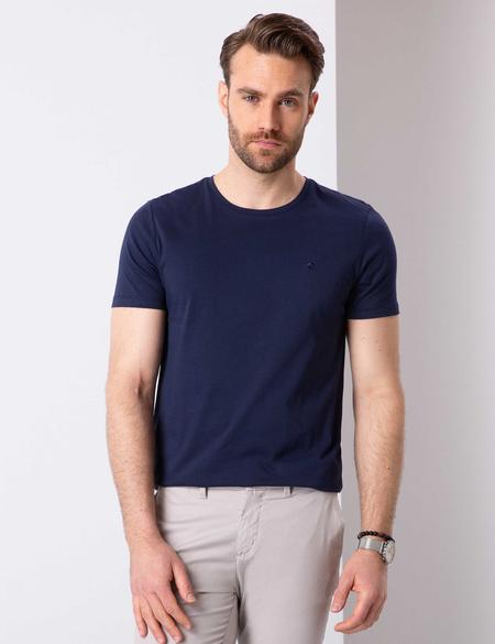 Lacivert Slim Fit Bisiklet Yaka Basic T-Shirt - 50210217023
