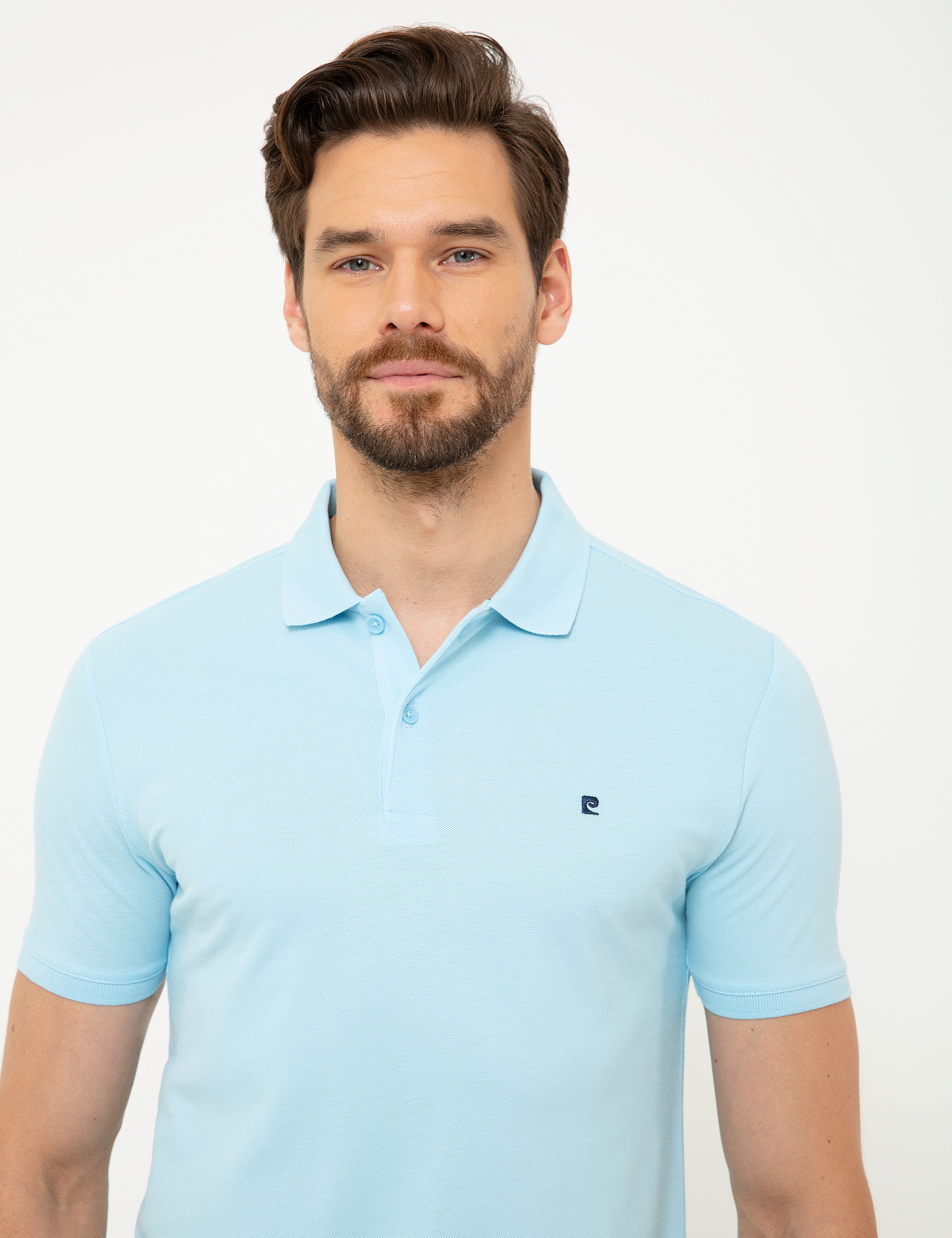 Açık Mavi Slim Fit Basic Polo Yaka T-Shirt