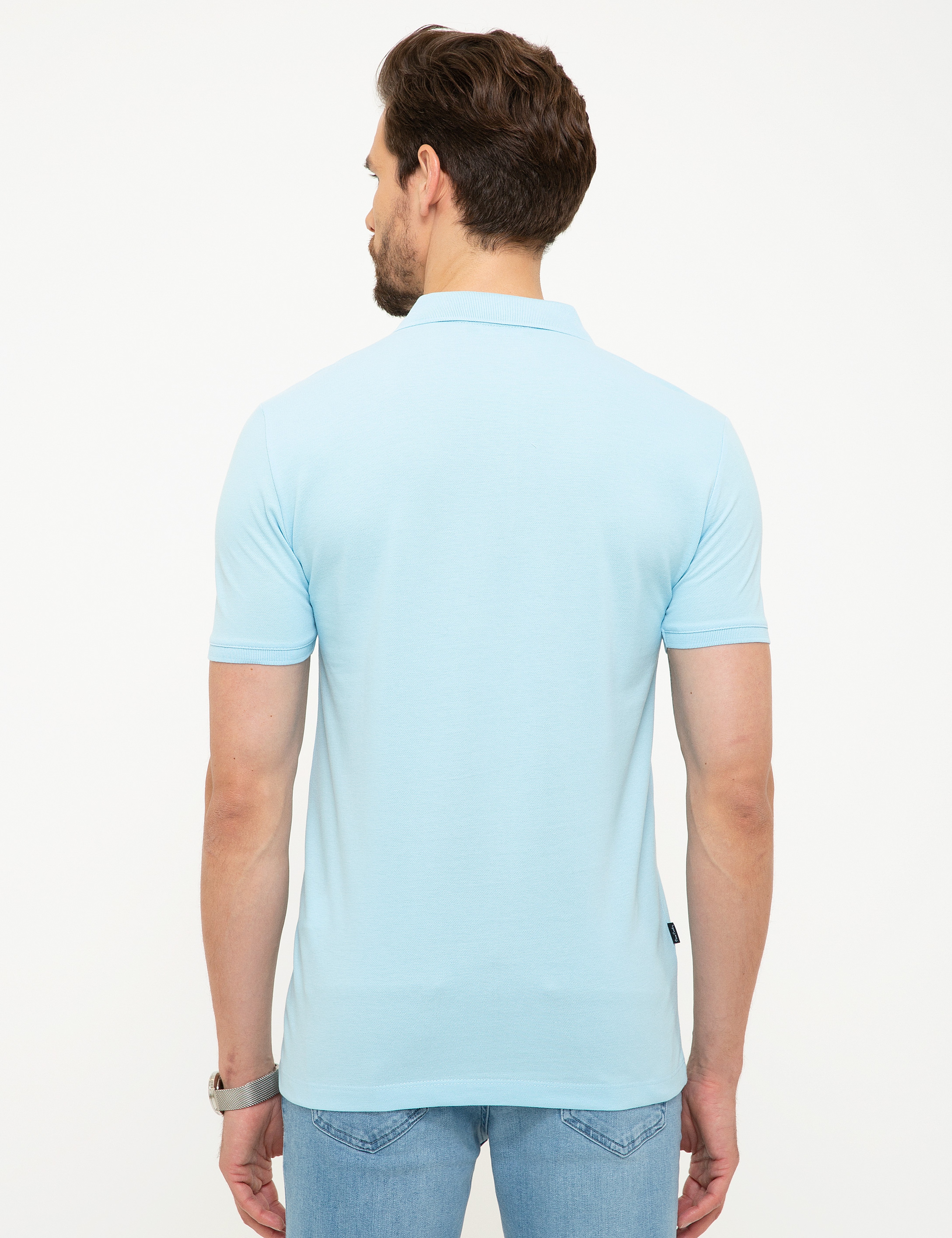 Açık Mavi Slim Fit Basic Polo Yaka T-Shirt