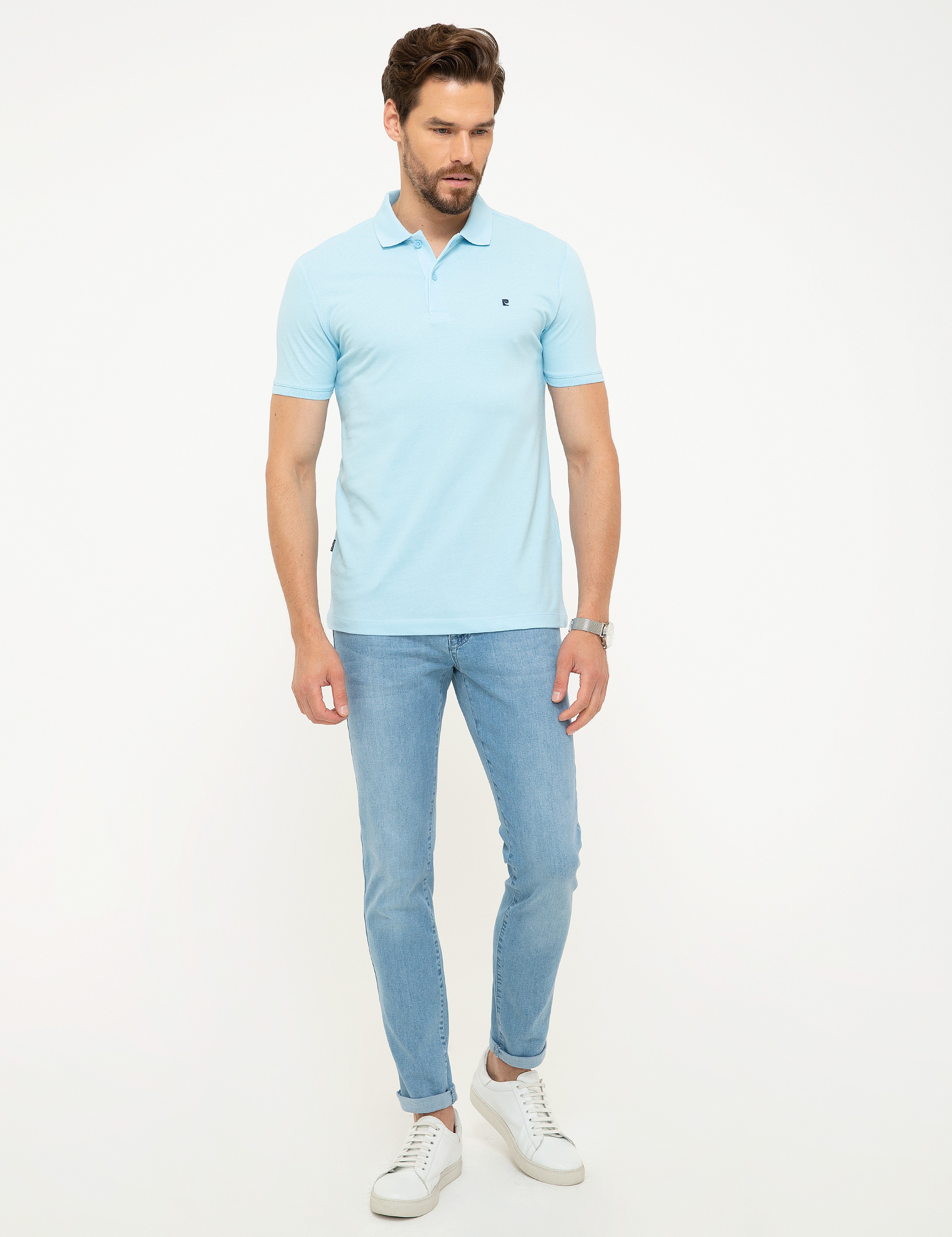 Açık Mavi Slim Fit Basic Polo Yaka T-Shirt - Image 4