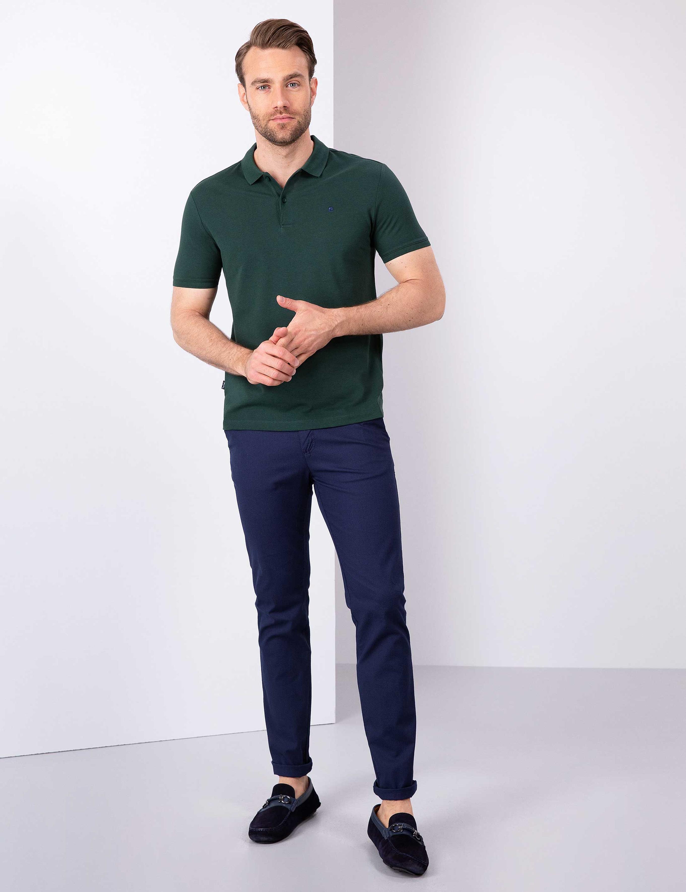 Koyu Yeşil Slim Fit Basic Polo Yaka T-Shirt