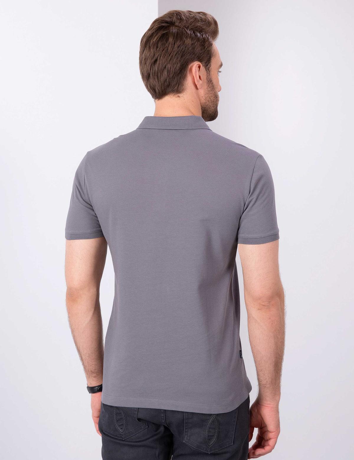 Koyu Gri Slim Fit Basic Tişört - 50210220071