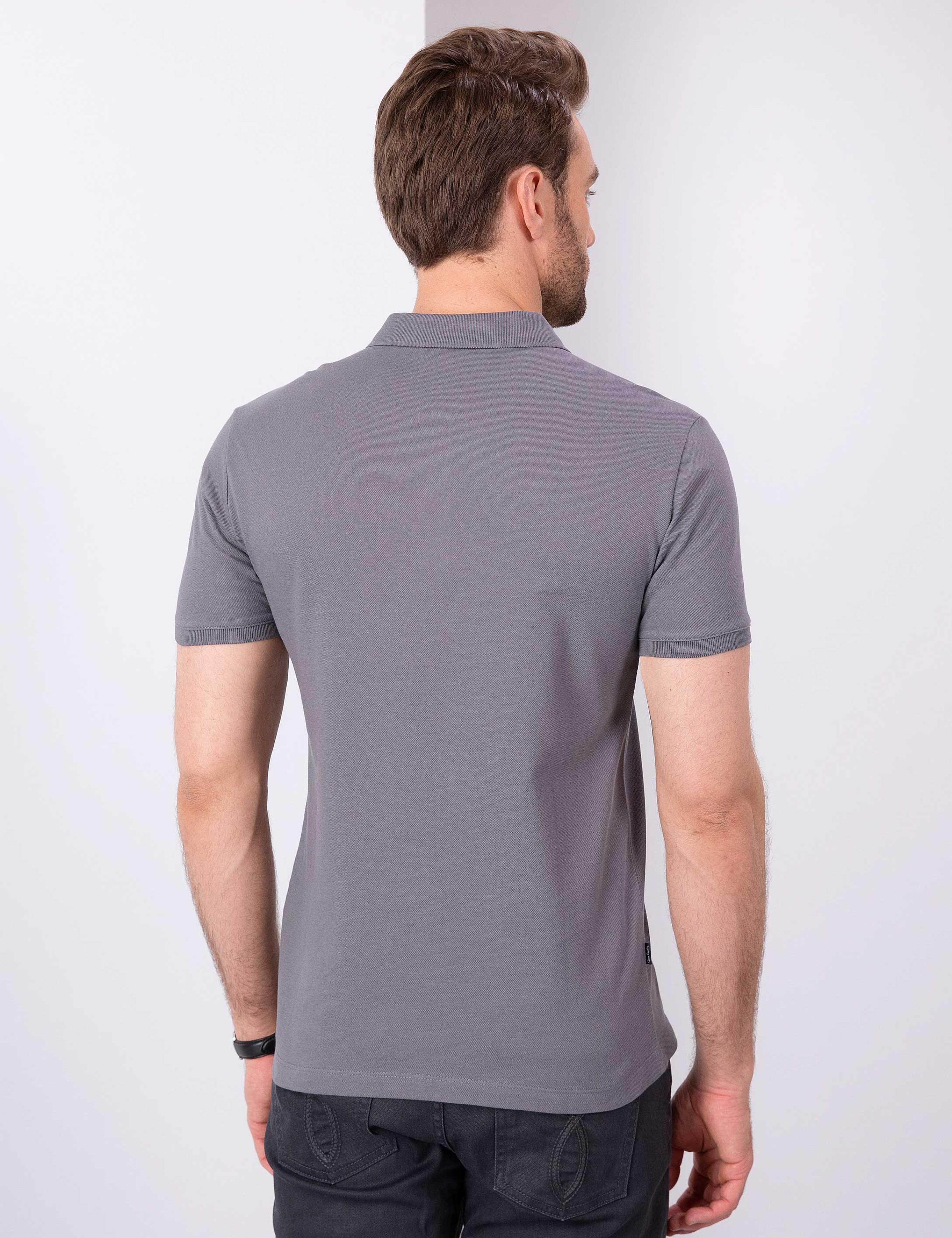 Koyu Gri Slim Fit Basic Tişört