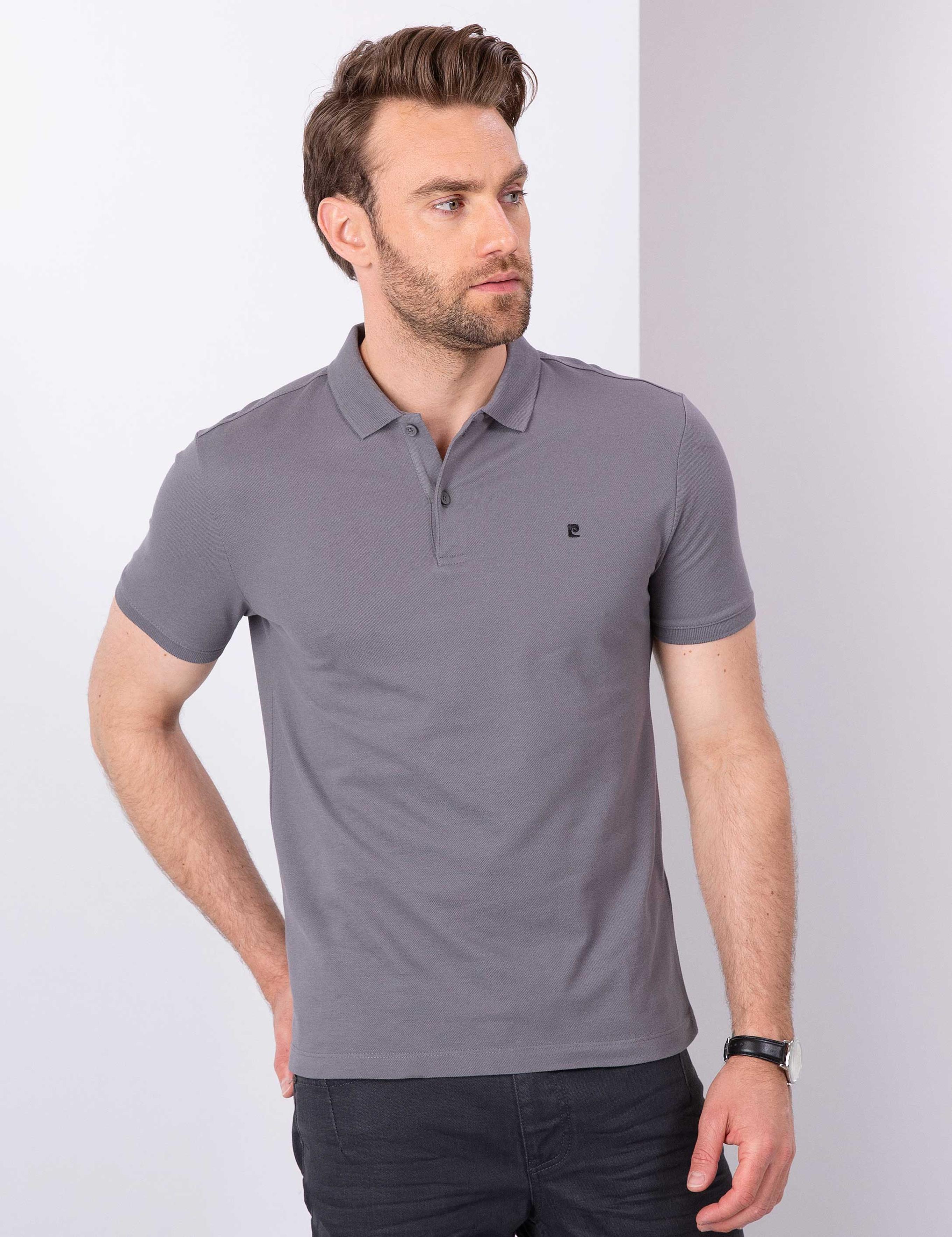 Koyu Gri Slim Fit Basic Tişört