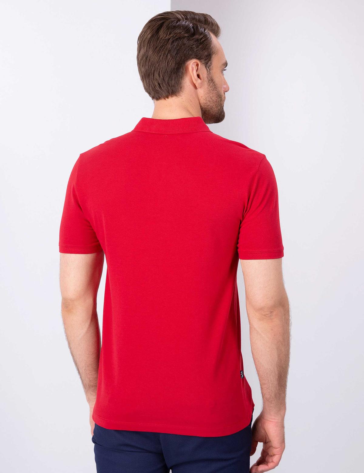 Kırmızı Slim Fit Basic Polo Yaka T-Shirt - 50210220090