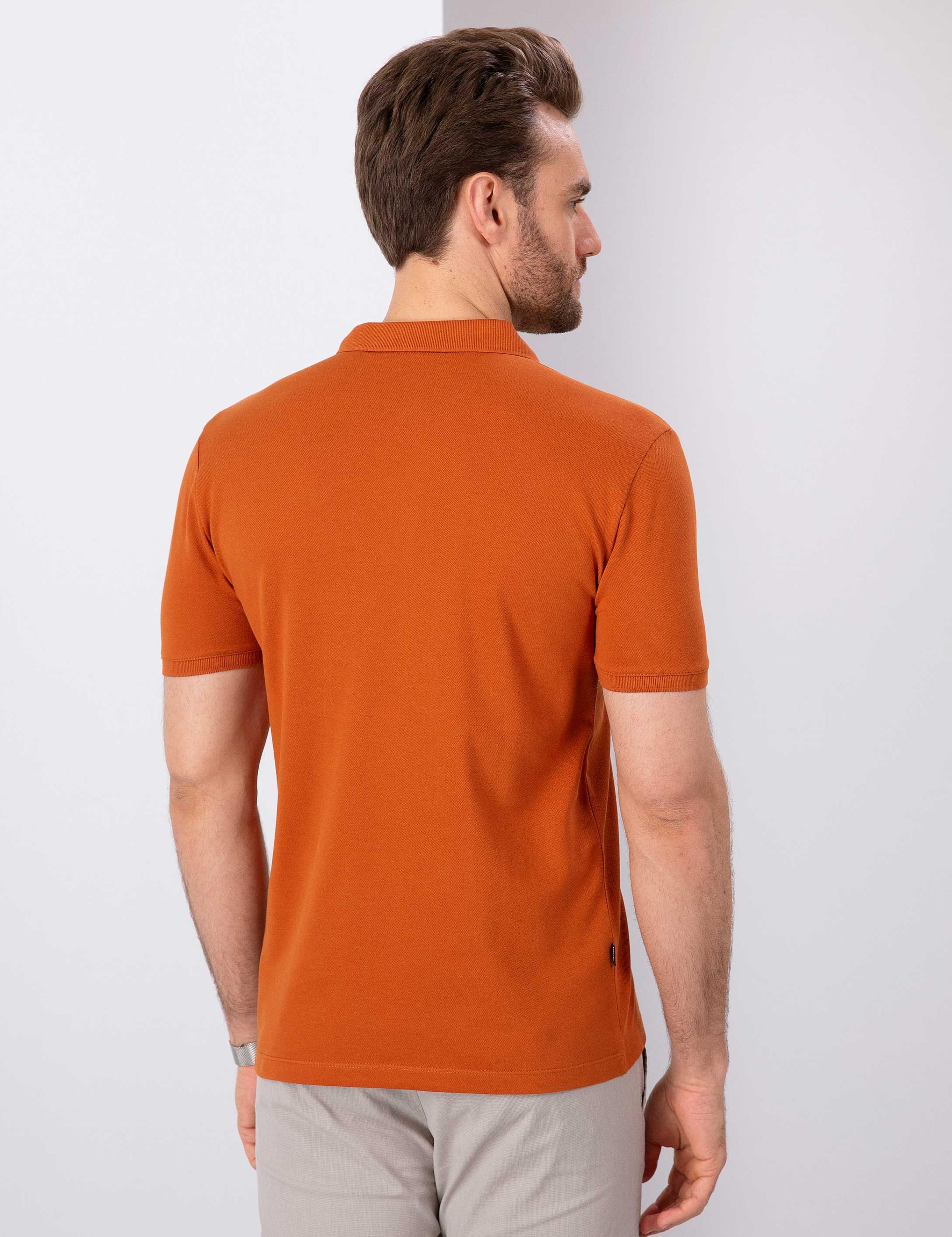 Kahverengi Slim Fit Basic Tişört