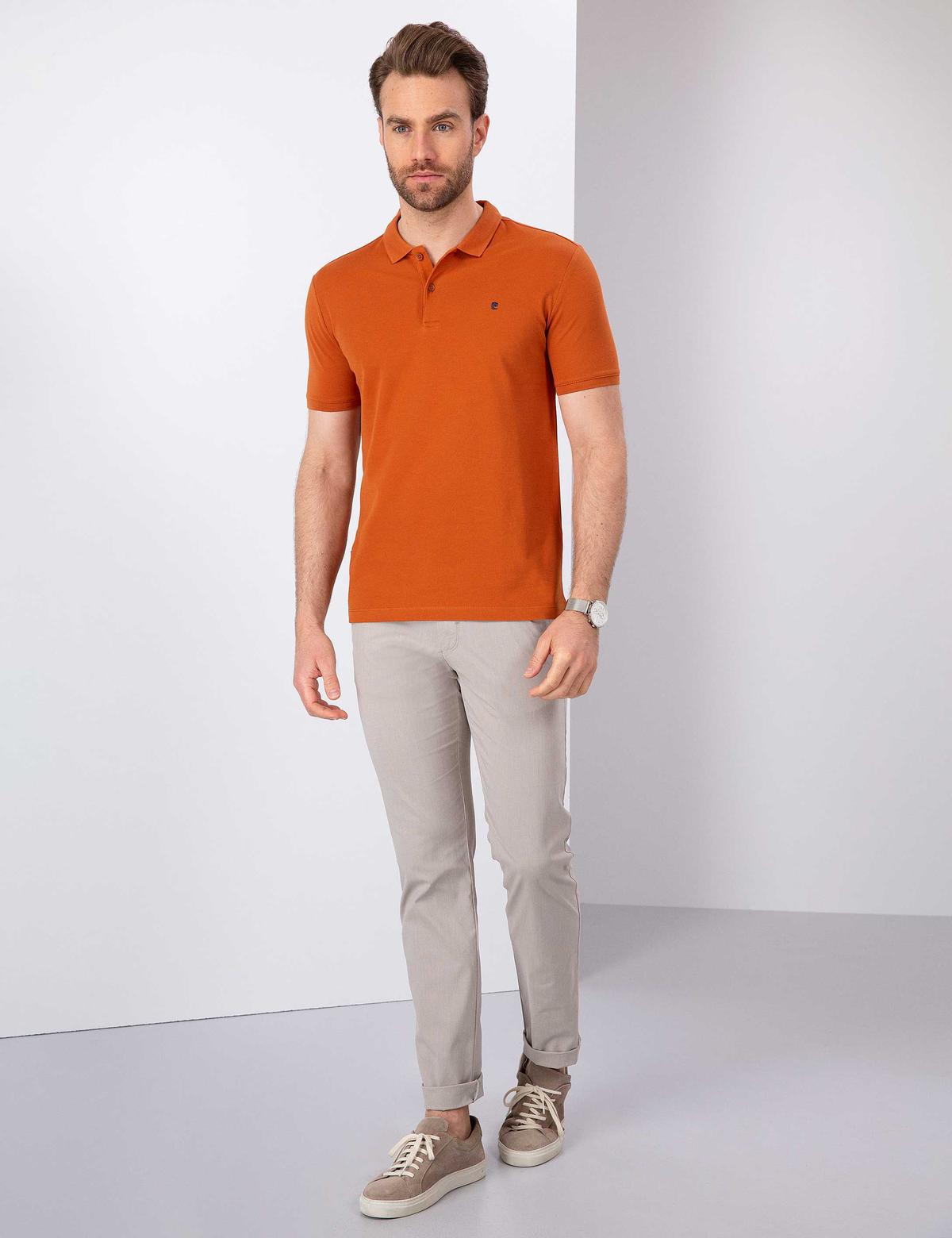 Kahverengi Slim Fit Basic Tişört - 50210220116